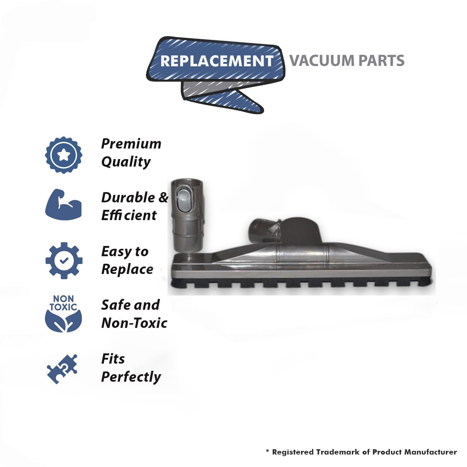 Topvacuumparts Replacement Part For Dyson Design to Fit for Generic Vacuum Cleaner Silver Floor Tool # compare to part 10-1505-06