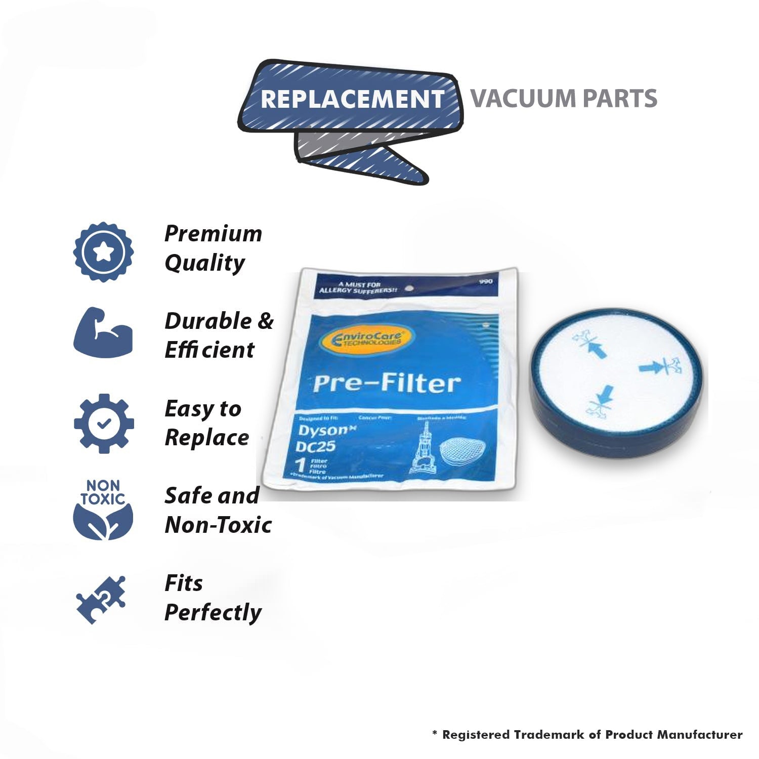 Topvacuumparts Fits For Part For Dyson 990, 914790-01 DC25 Bagless Washable Pre Filter #990