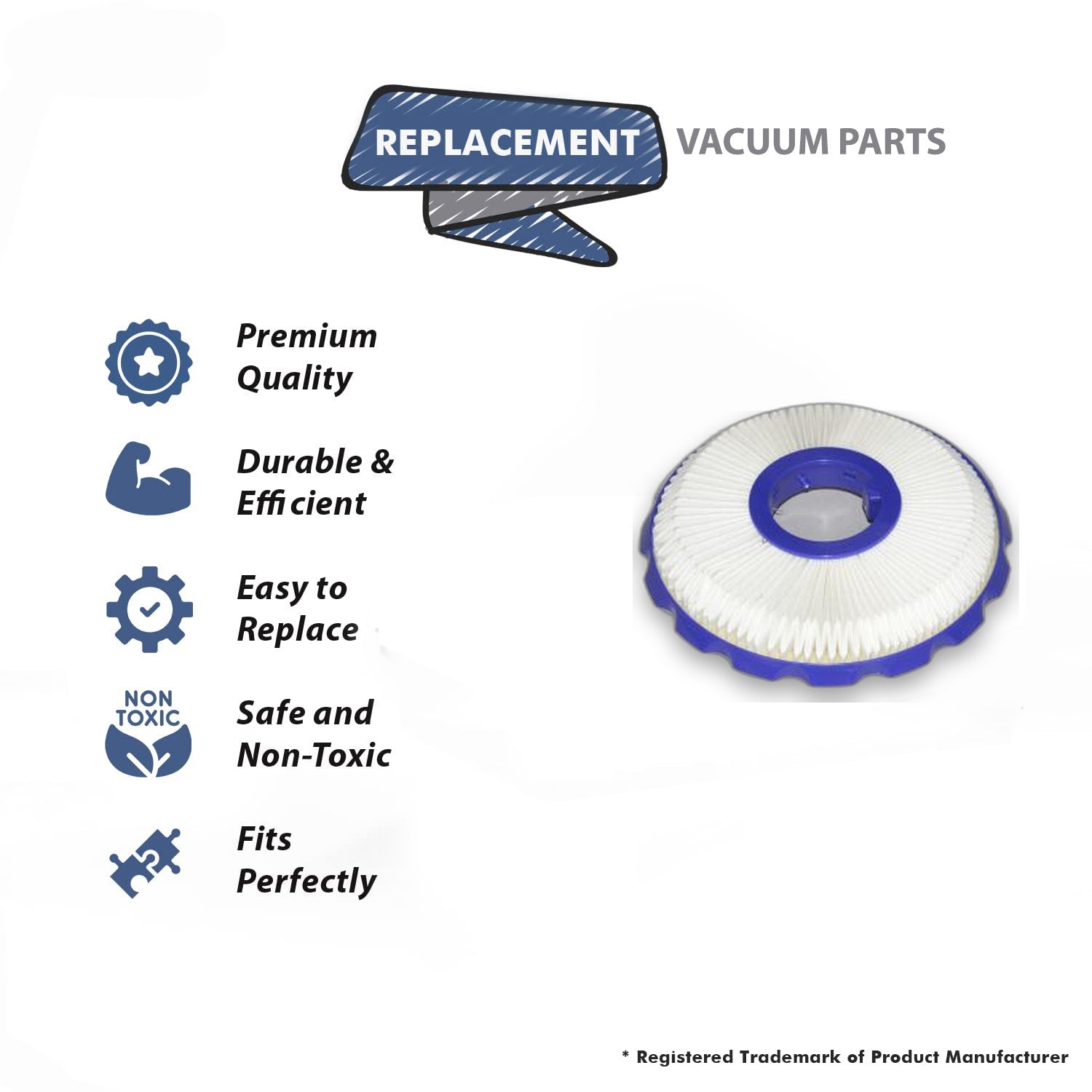 Topvacuumparts Replacement Part For Dyson Hepa Filter Fits Bagless,Upright DC50, UP15 Models # compare to part 10-2352-08
