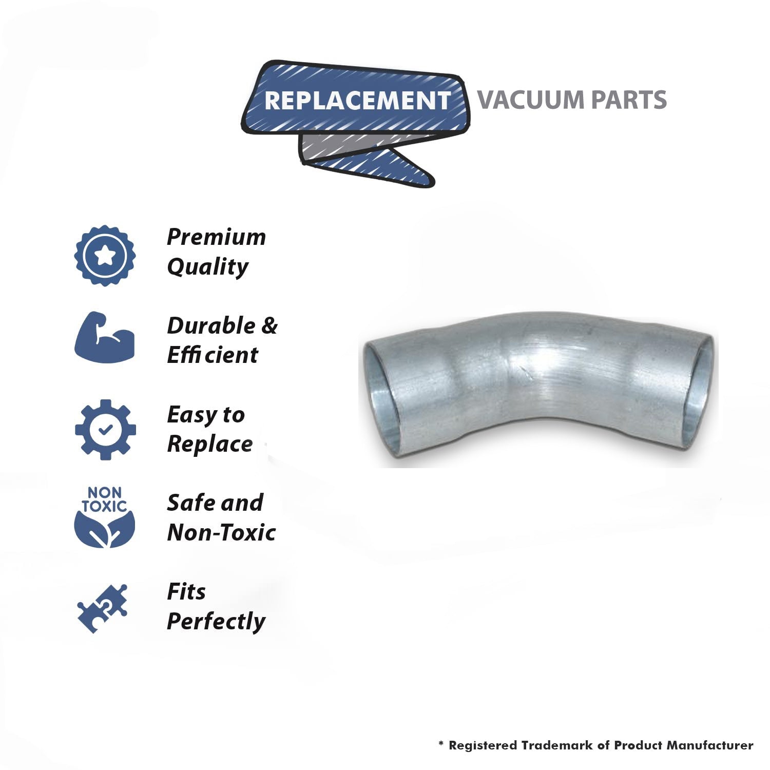 Topvacuumparts Replacement Part For HP Products 45 Degree Elbow METAL Fits 2''HP CENTRAL Vac # compare to part 1190