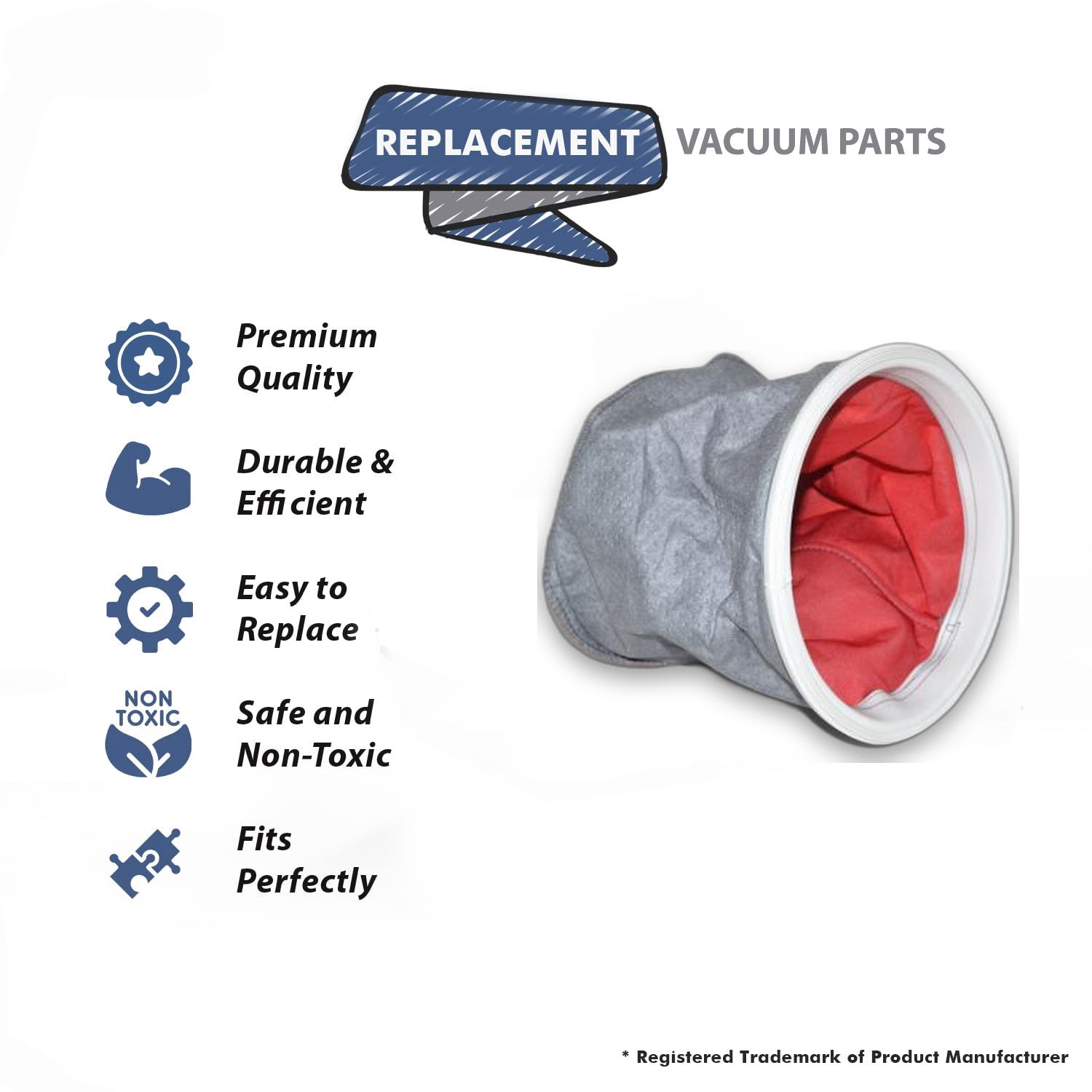 Topvacuumparts Replacement Part for Inner Cloth Vacuum Bag for Compact Tristar Canisters # compare to part 739