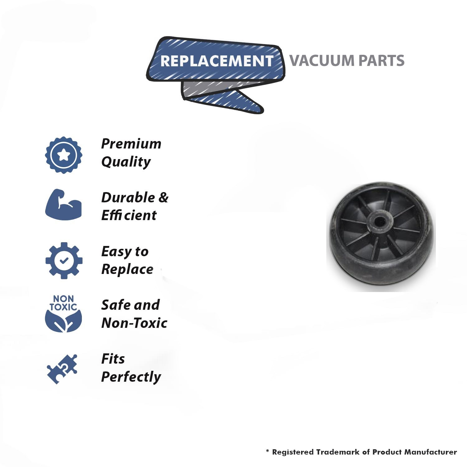 Topvacuumparts Replacement Part For Compact EXL, MG1 Vacuum Cleaner Black Rear Wheel # compare to part 70214