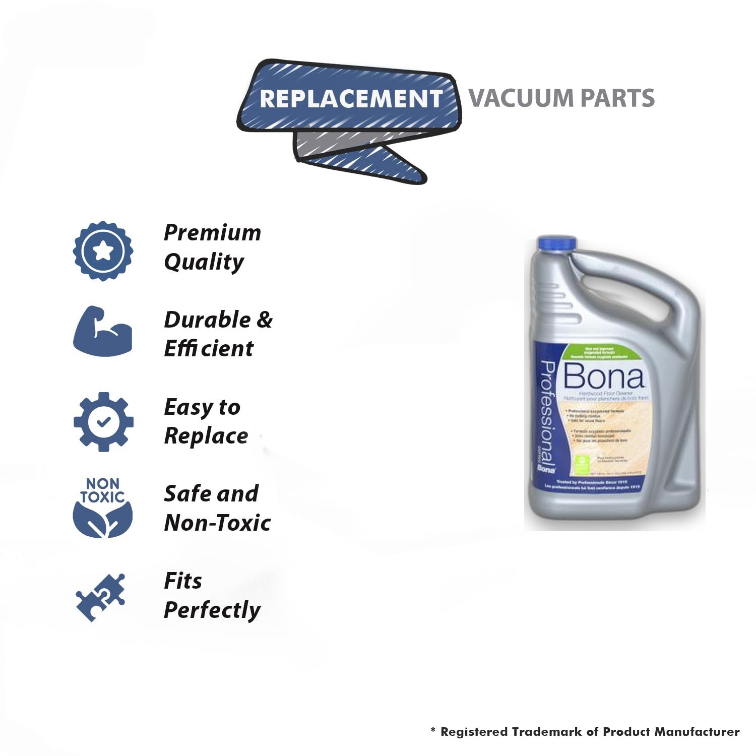 Topvacuumparts Bona Hardwood Floor Refill Gallon Cleaner Pro Replacement Part For Vacuums # compare to part WM700018174