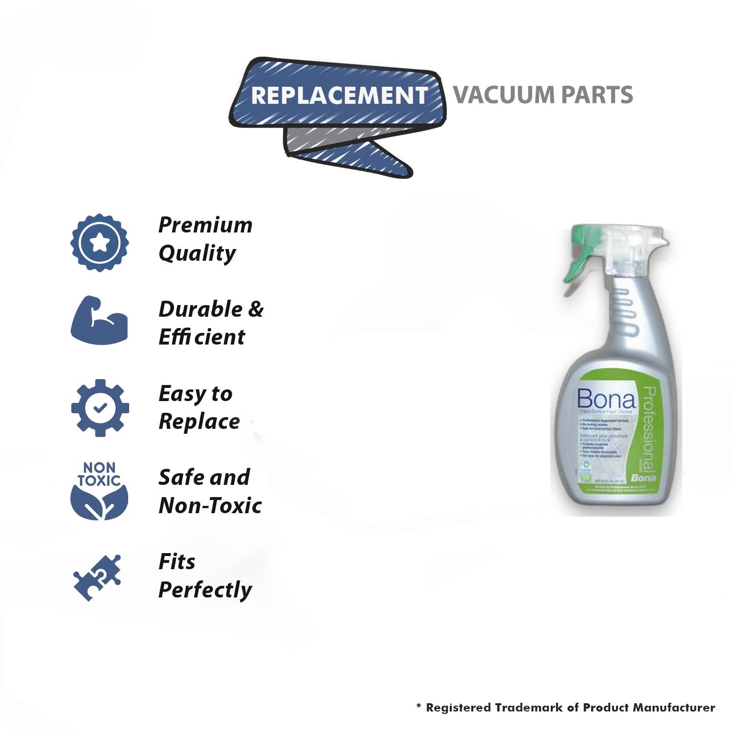 Topvacuumparts Multi-Surface Floor Cleaner- 32 oz, Refillable, Residue-Free Floor Cleaning Solution for Stone, Tile, Laminate and Vinyl Floors