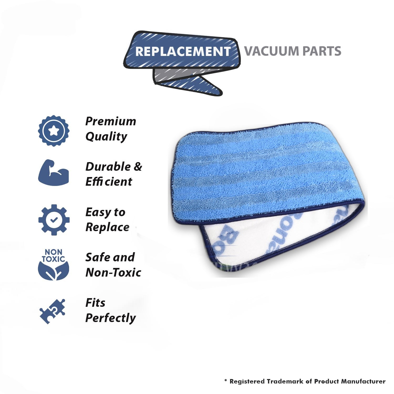 Topvacuumparts Replacement Part For Bona Vacuum Cleaner 4x15 Micro Plus Cleaning Pad # compare to part AX0003053