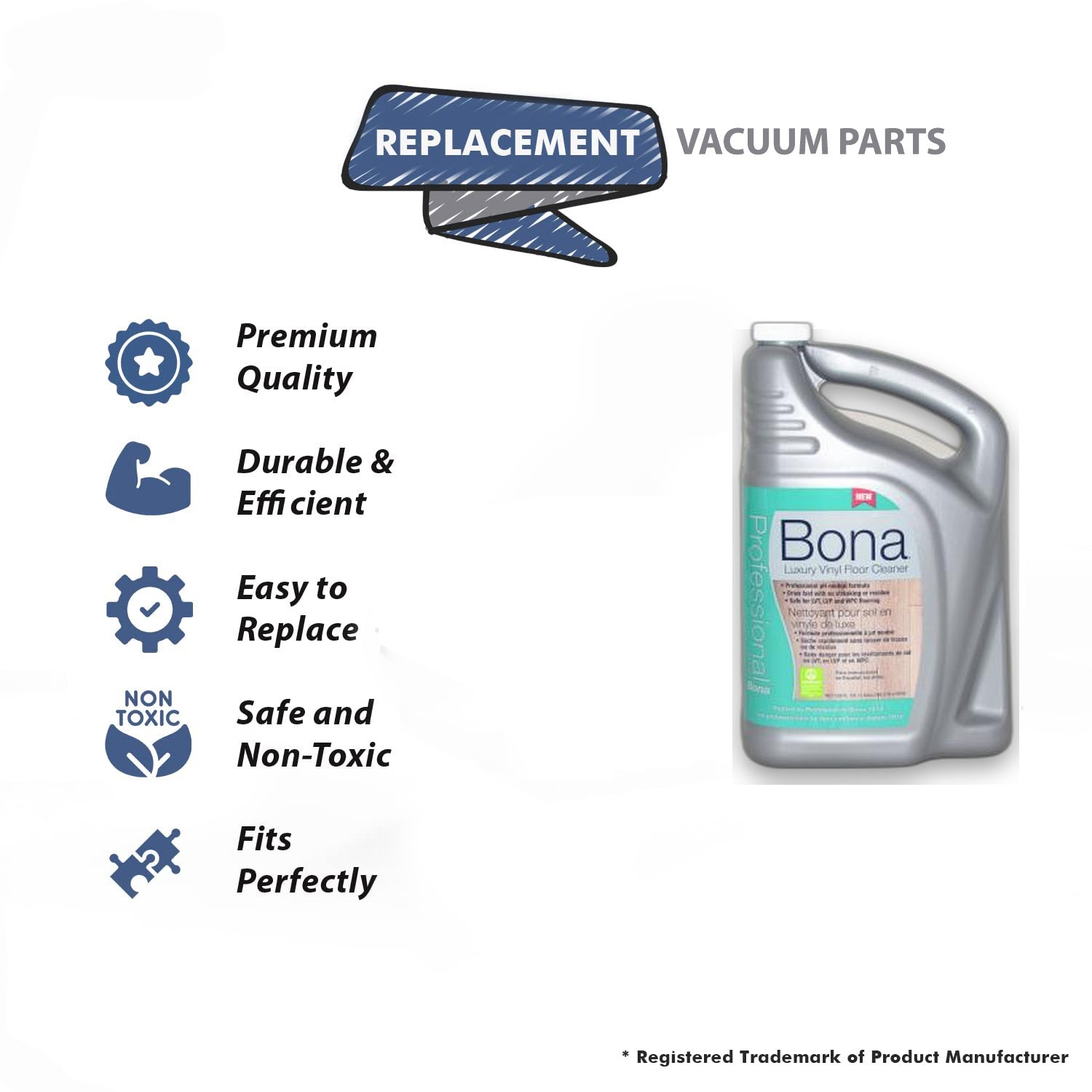 Topvacuumparts Replacement Part For Bona Pro Luxury Vinyl Floor Cleaner 1 Gallon # compare to part WM700018192
