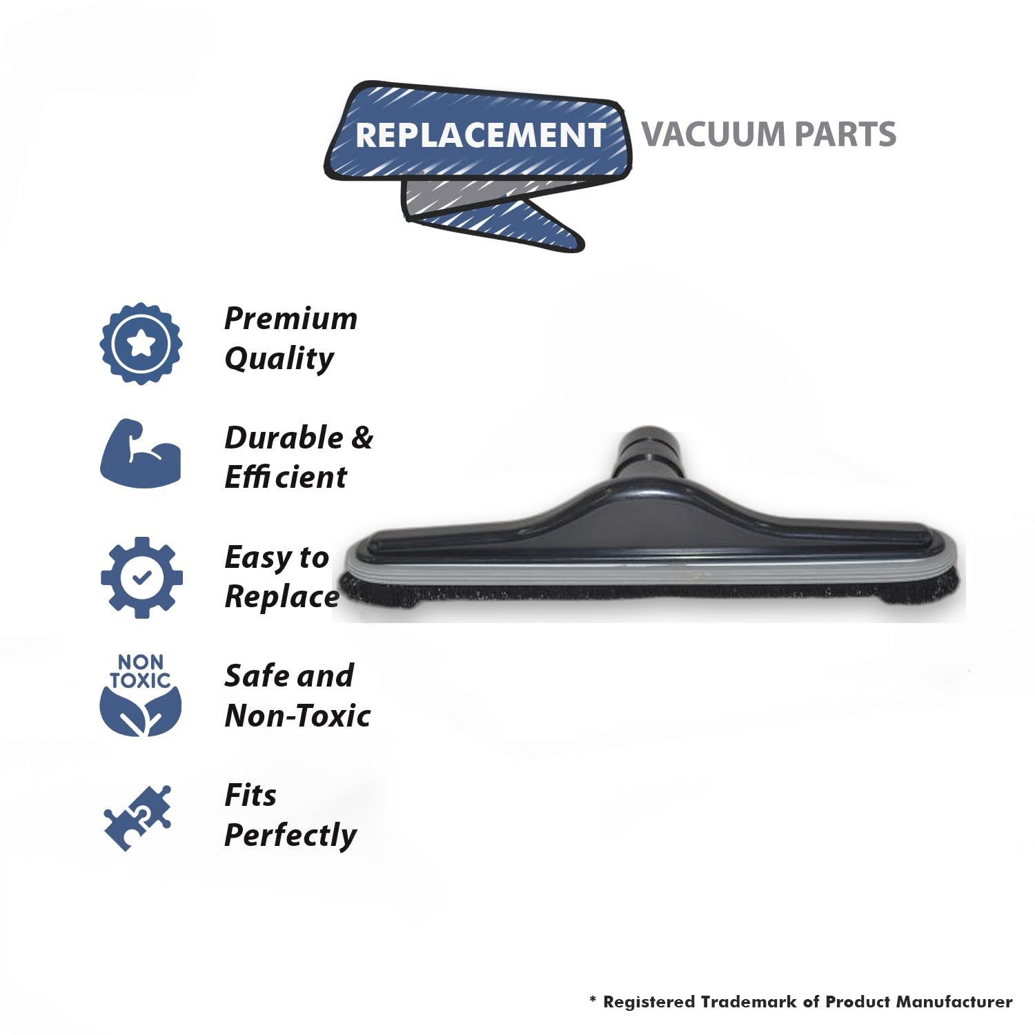 Topvacuumparts Replacement Part For Fit All 14'' Black Nylon Floor Brush for 1 1/2 Commercial Vacuum Hose/Wands # compare to part 14-1517-08