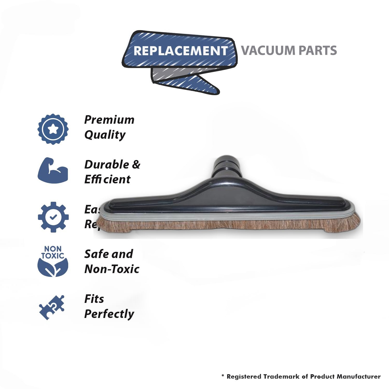 Topvacuumparts Replacement Part For Fit All 14'' Black Horse Hair Floor Brush for Commercial Vacuum Models # compare to part 14-1518-07