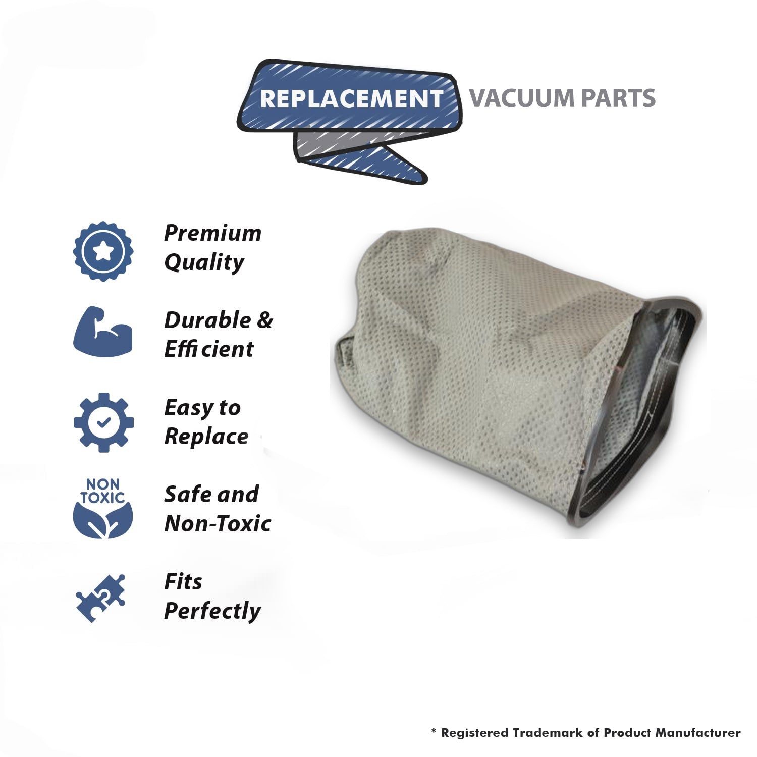 Topvacuumparts Replacement Part For Proteam, Super Coach Pro 10 Vacuum Cleaner 10qt Cloth Bag # compare to part 834000