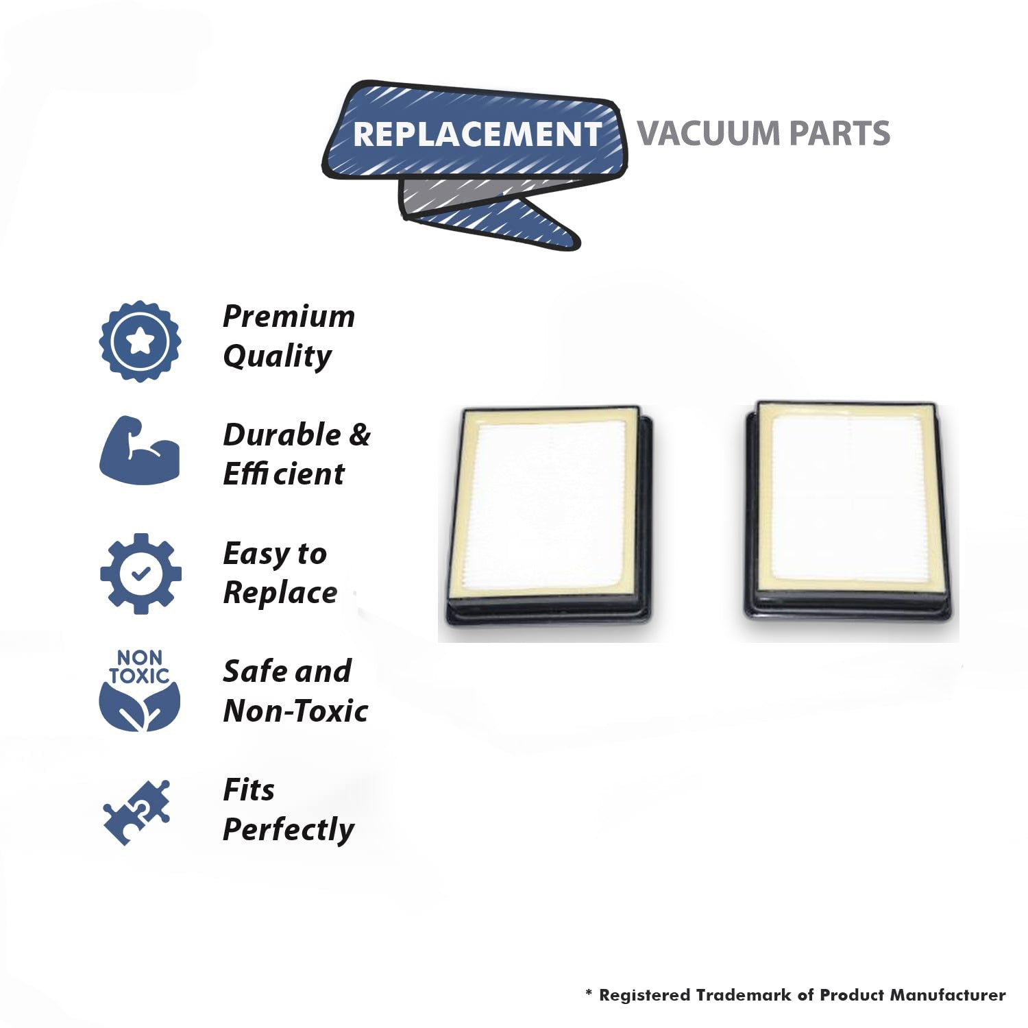 Topvacuumparts Replacement For Proteam HEPA Media Vacuum Filter Compatible With GoFree Flex Pro, GoFree Flex Pro II 2PK # Compare To Part 107315