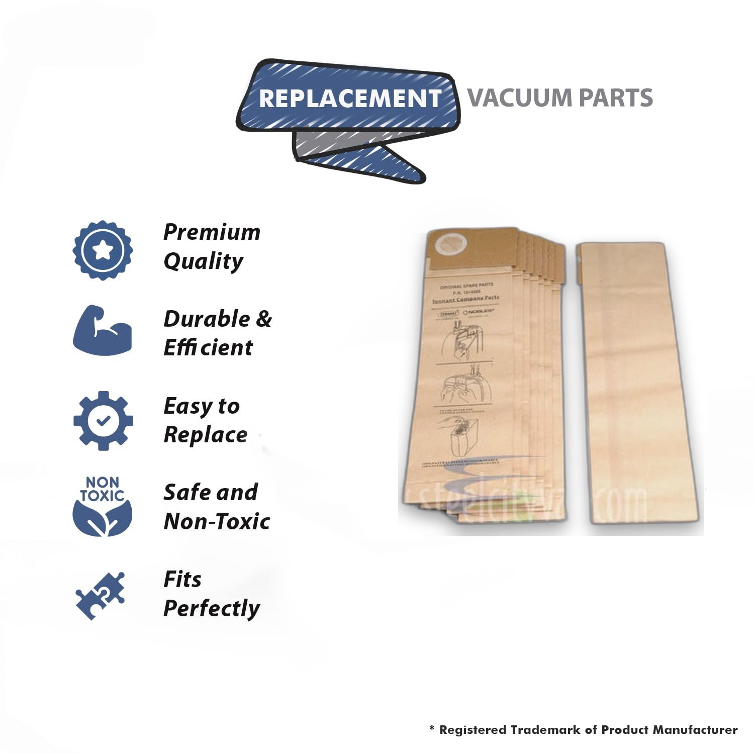 Topvacuumparts Replacement Part For Tennant 3120 Ultra Vacuum Cleaner 8Pk Paper Bags # compare to part 14 2413 01