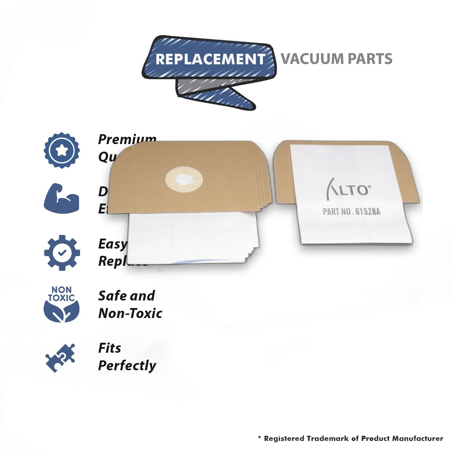 Topvacuumparts Replacement Part For Clarke NAPSAC Back Pack Vacuum Cleaner Long Paper Bags 6PK # compare to part 61528A