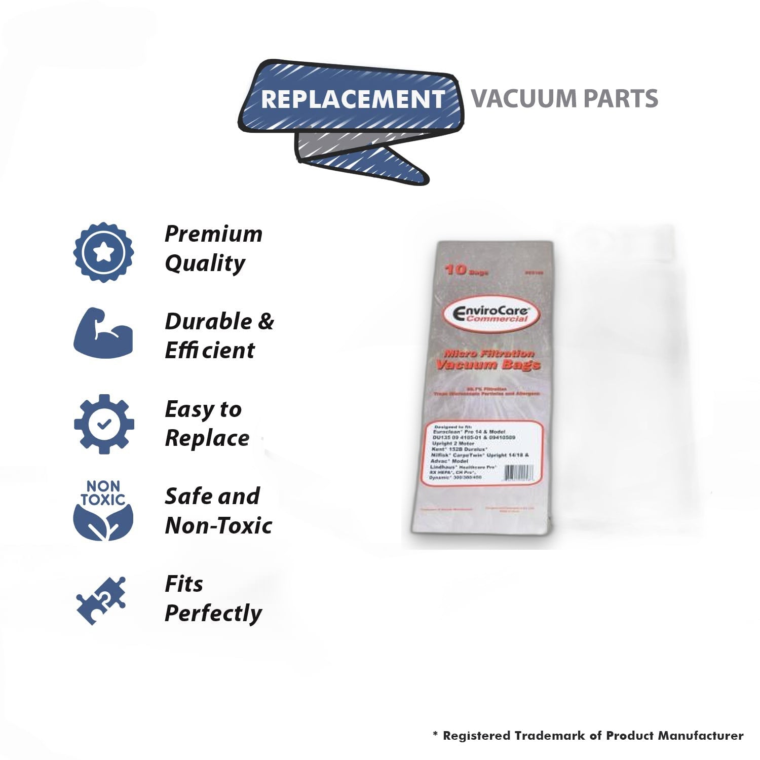 Topvacuumparts Replacement For Kent Vacuum Paper Bags Fits 141299001, 141296200, PH4, 094105 01, 09410509, R4 Models 10Pk # compare to part LIR 1431