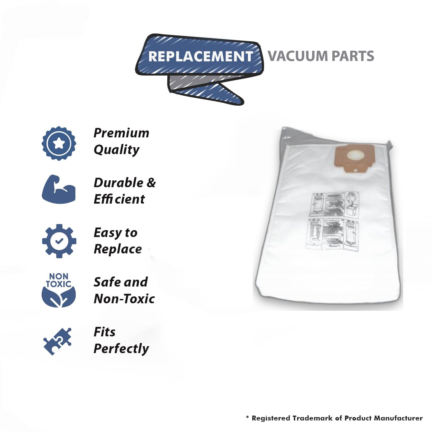Topvacuumparts Replacement Part For Tornado Karcher, Commercial Vacuum Cleaner 10 Paper Bags # compare to part 14-2431-09