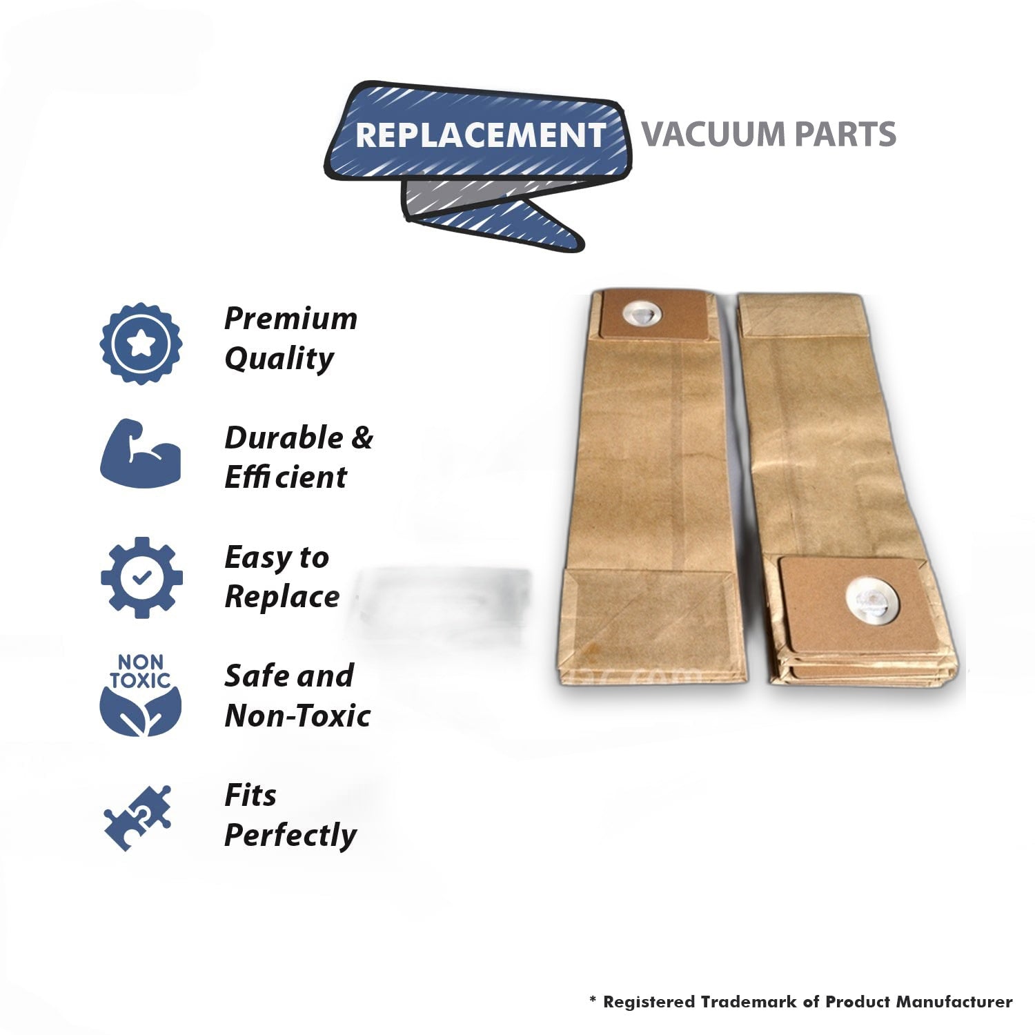 Topvacuumparts Replacement Part for Clark Paper Bag, ADV/SPEC Carpet Master 2FLTS MICR ENV 10PK # compare to part 107413584