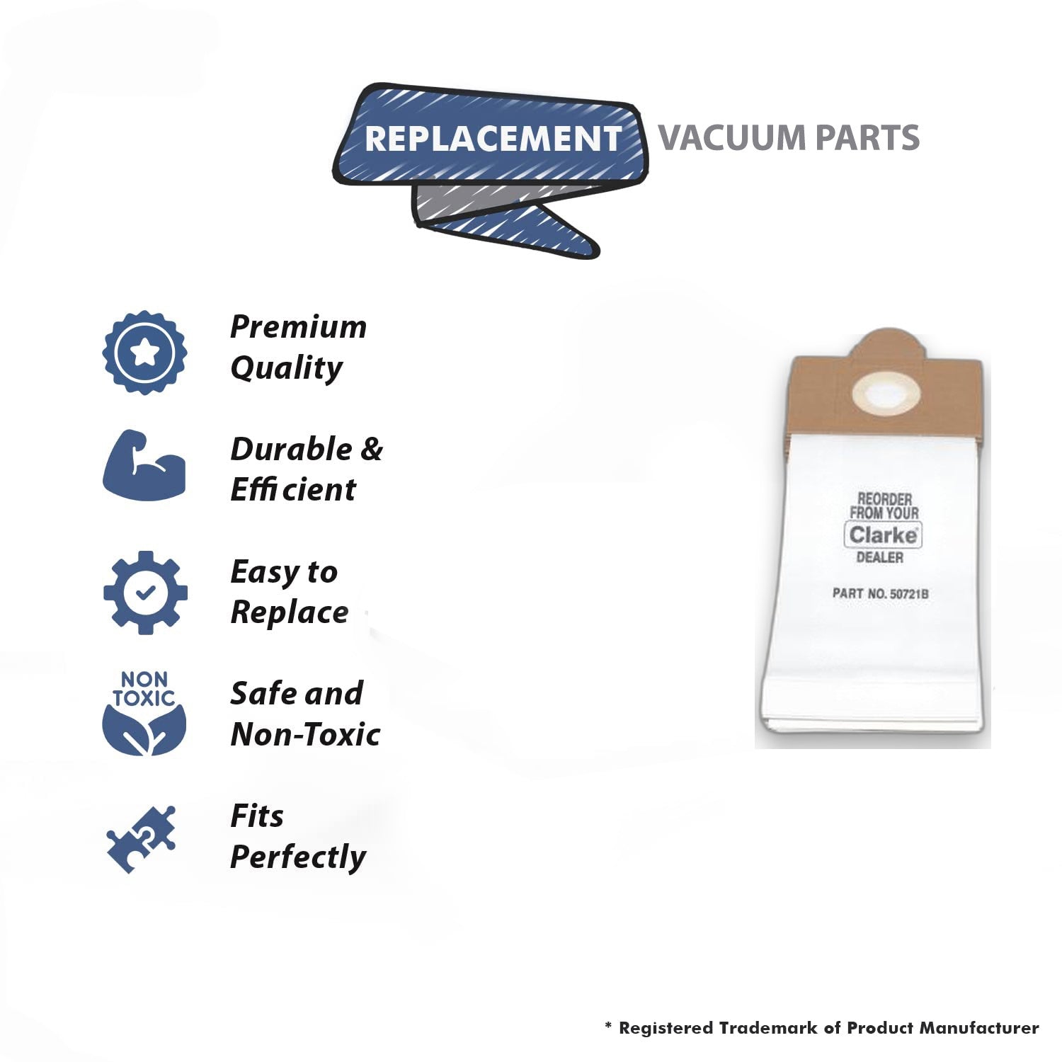 Topvacuumparts Replacement Part For Clarke 514, 517 Vacuum Cleaner Paper Bags 10PK