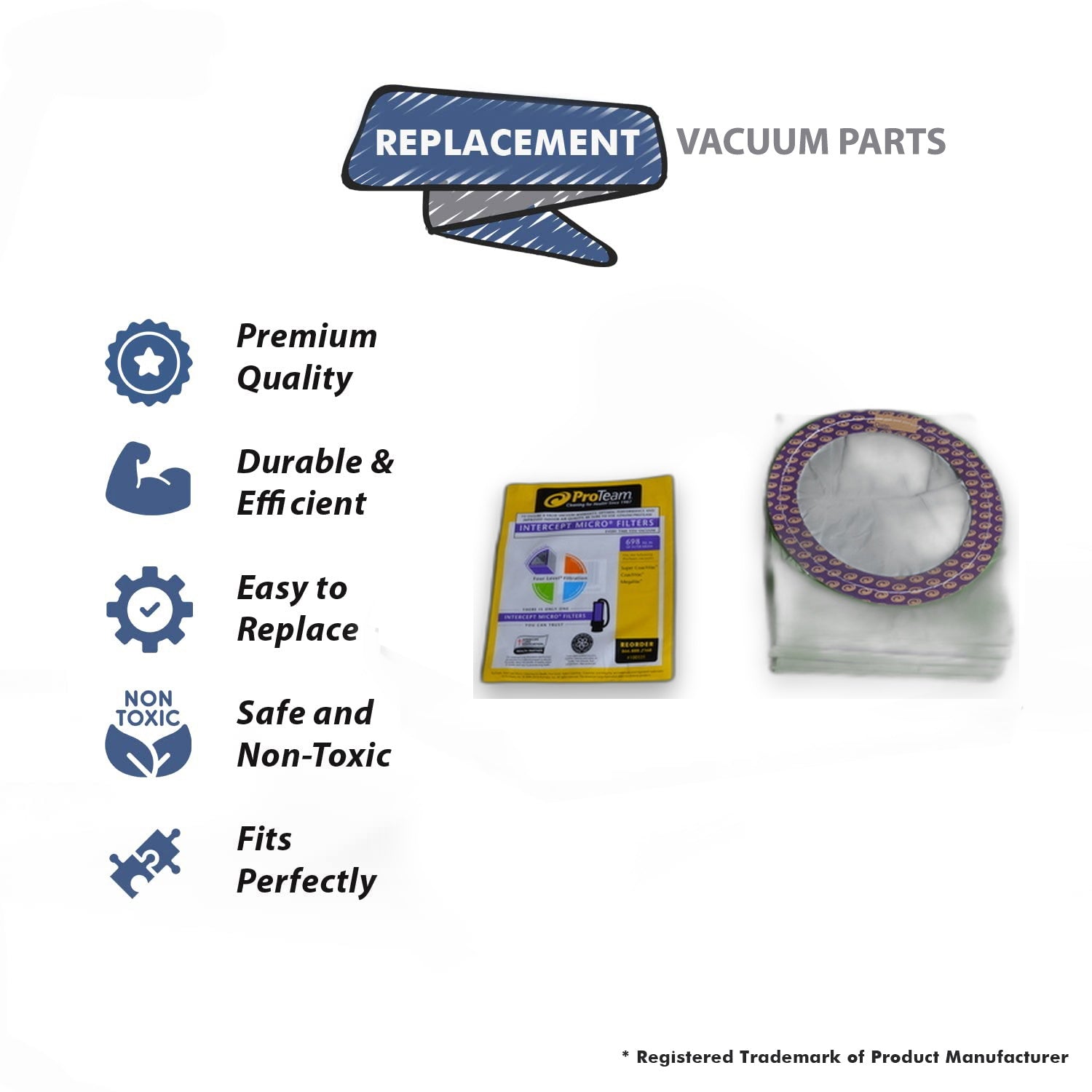 Topvacuumparts Replacement Part For Proteam, Super Coach Vac Vacuum Cleaner 10 qt Micro Filter Paper Bags 10pk # compare to part 100331