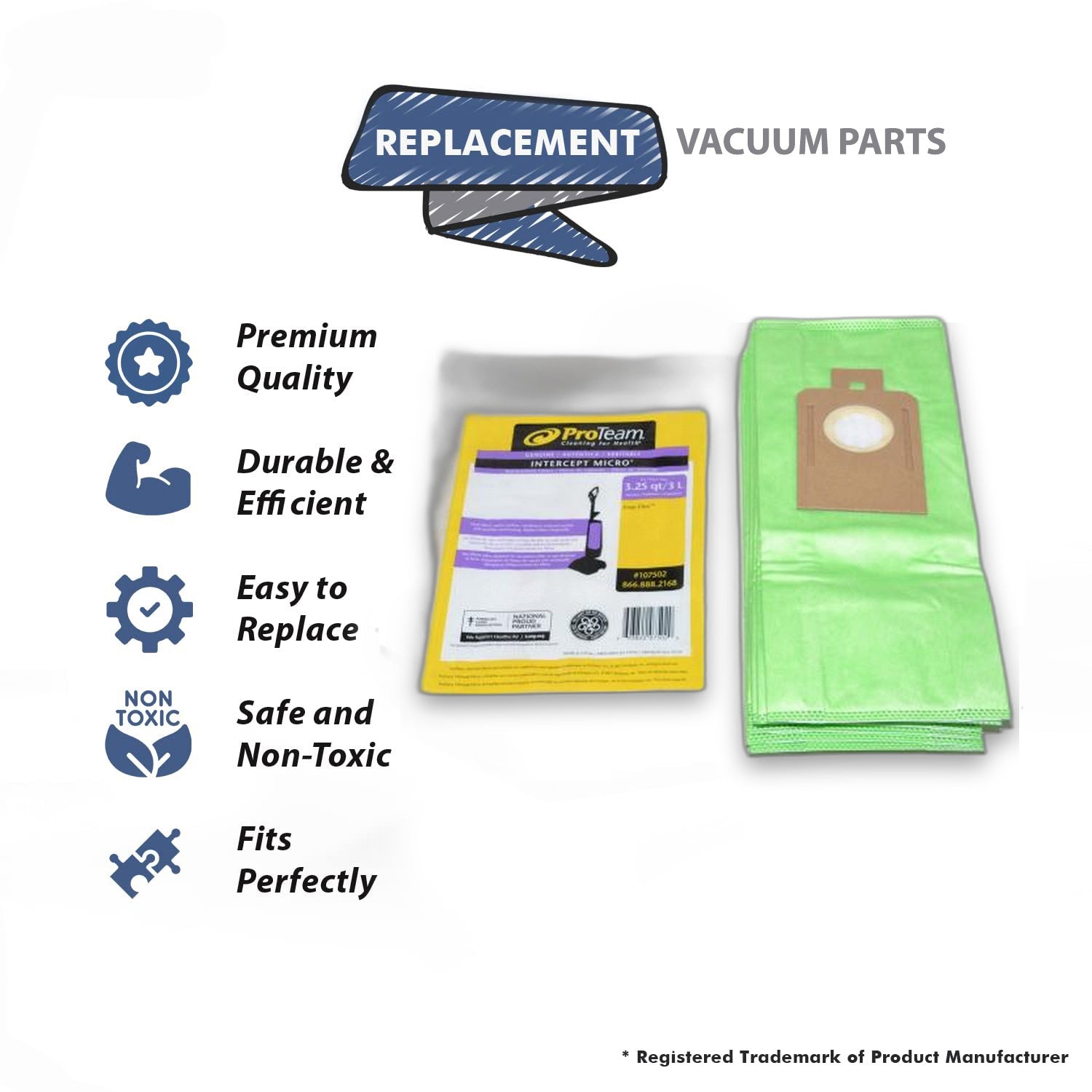 Topvacuumparts Replacement Part For Proteam Freeflex Upright Vacuum Cleaner 10 Micro Bags # compare to part 107502