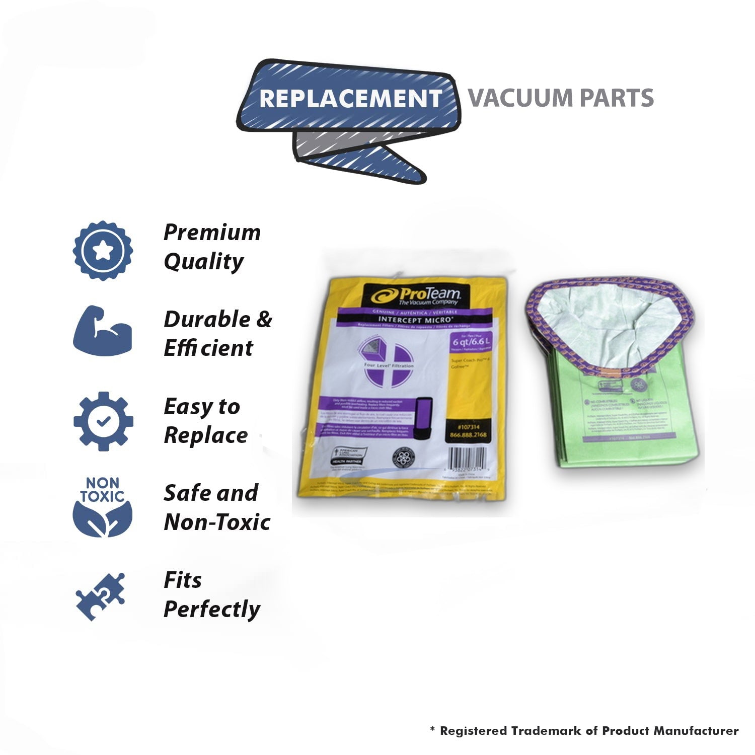 Topvacuumparts Replacement Part For Proteam, Super Coach 6, Pro Series Backpack Vacuum Cleaner Paper Bags 10pk # compare to part 107314