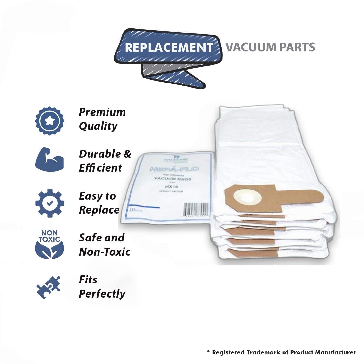 Topvacuumparts Replacement Part For Numatic HX14 Upright Vacuum Cleaner Paper Bags 10PK