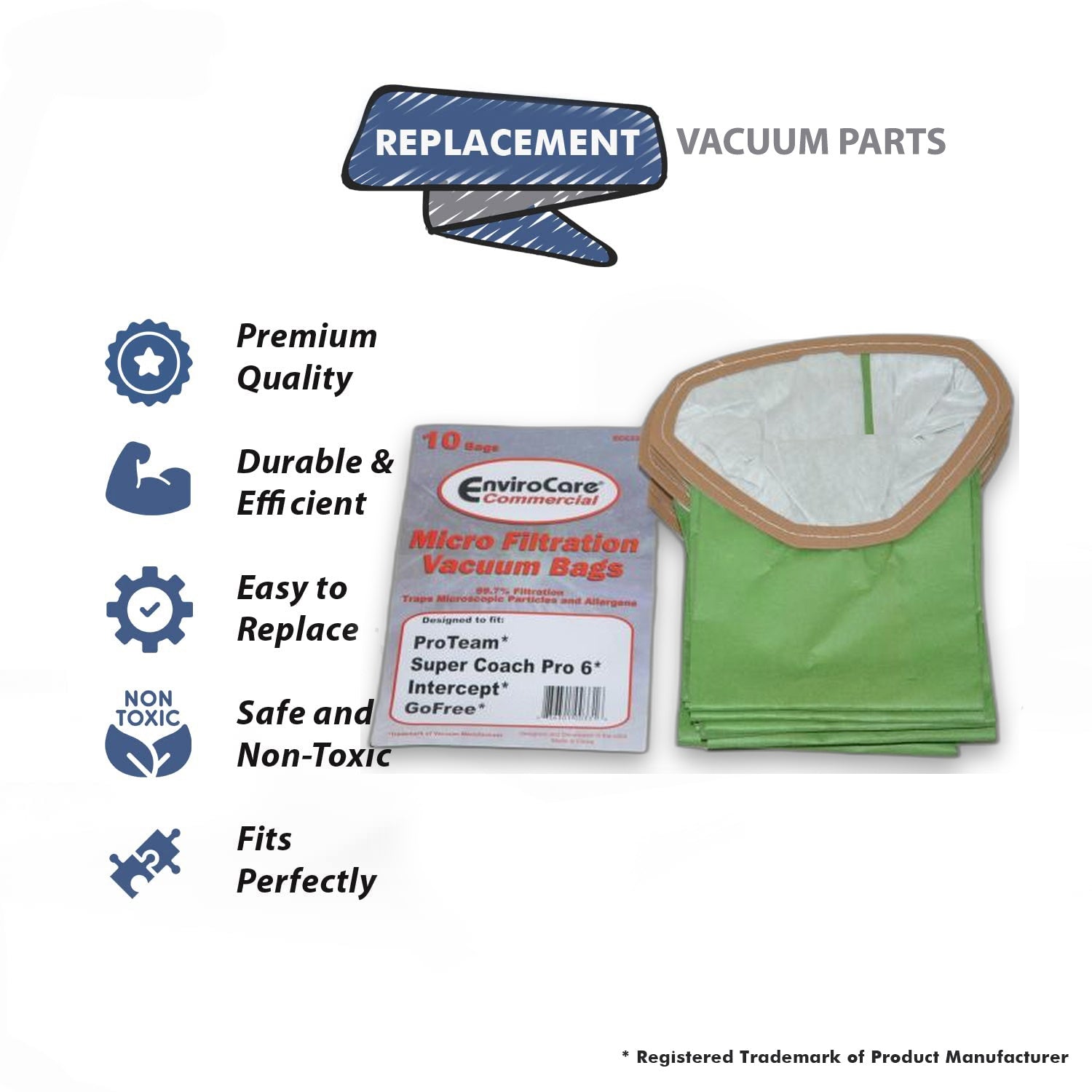 Topvacuumparts Replacement Part For Proteam Pro 6 Back Pack Vacuum Cleaner Paper Bags # compare to part 107314