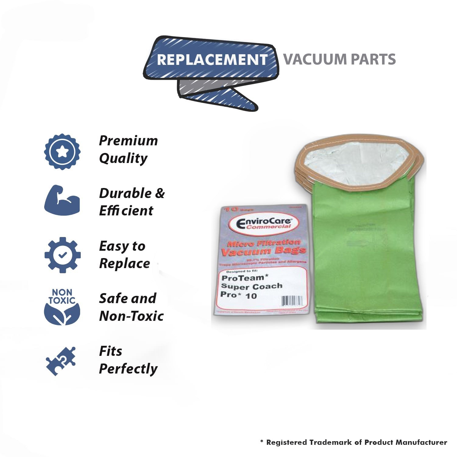 Topvacuumparts Replacement Part For Proteam, Super Coach Pro 10, Backpack Vacuum Cleaner Paper Bags 10pk # compare to part ECC332