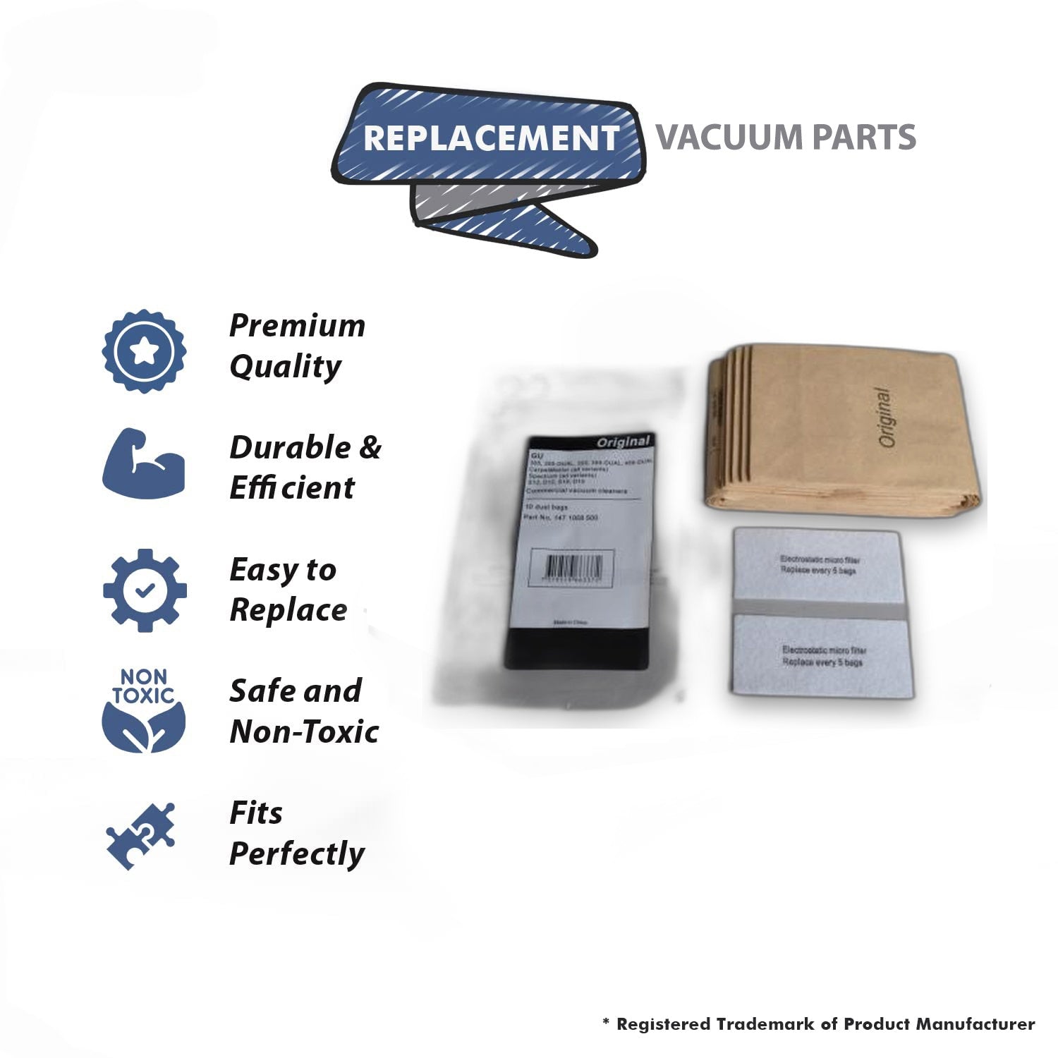 Topvacuumparts Replacement Part For Advance D15, 305, 305 Dua Vacuum Bags, Pack of 10# compare to part 107413584