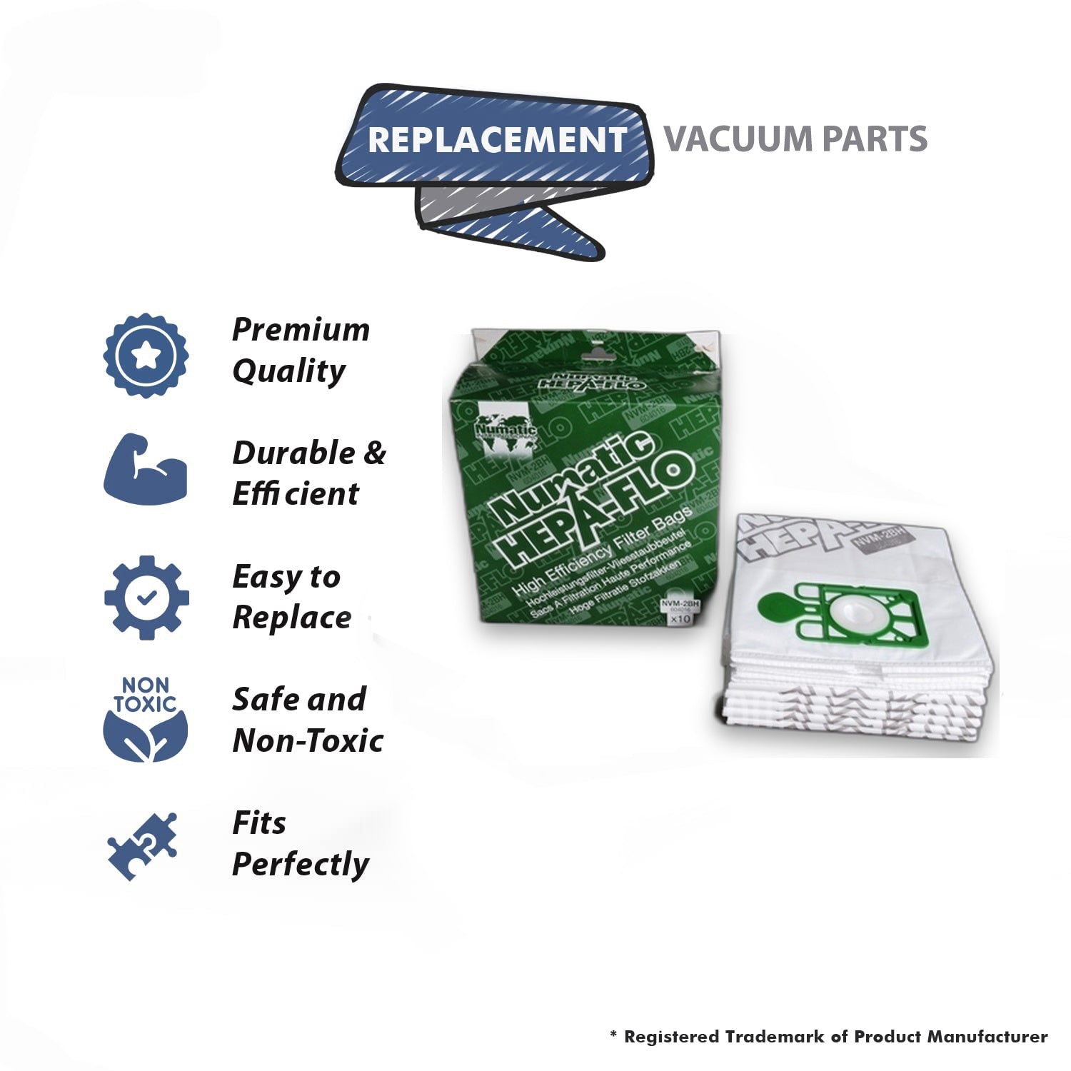 Topvacuumparts Replacement Part For Numatic Canister 370 Series Vacuum Cleaner 10 Paper Bags # compare to part 604016