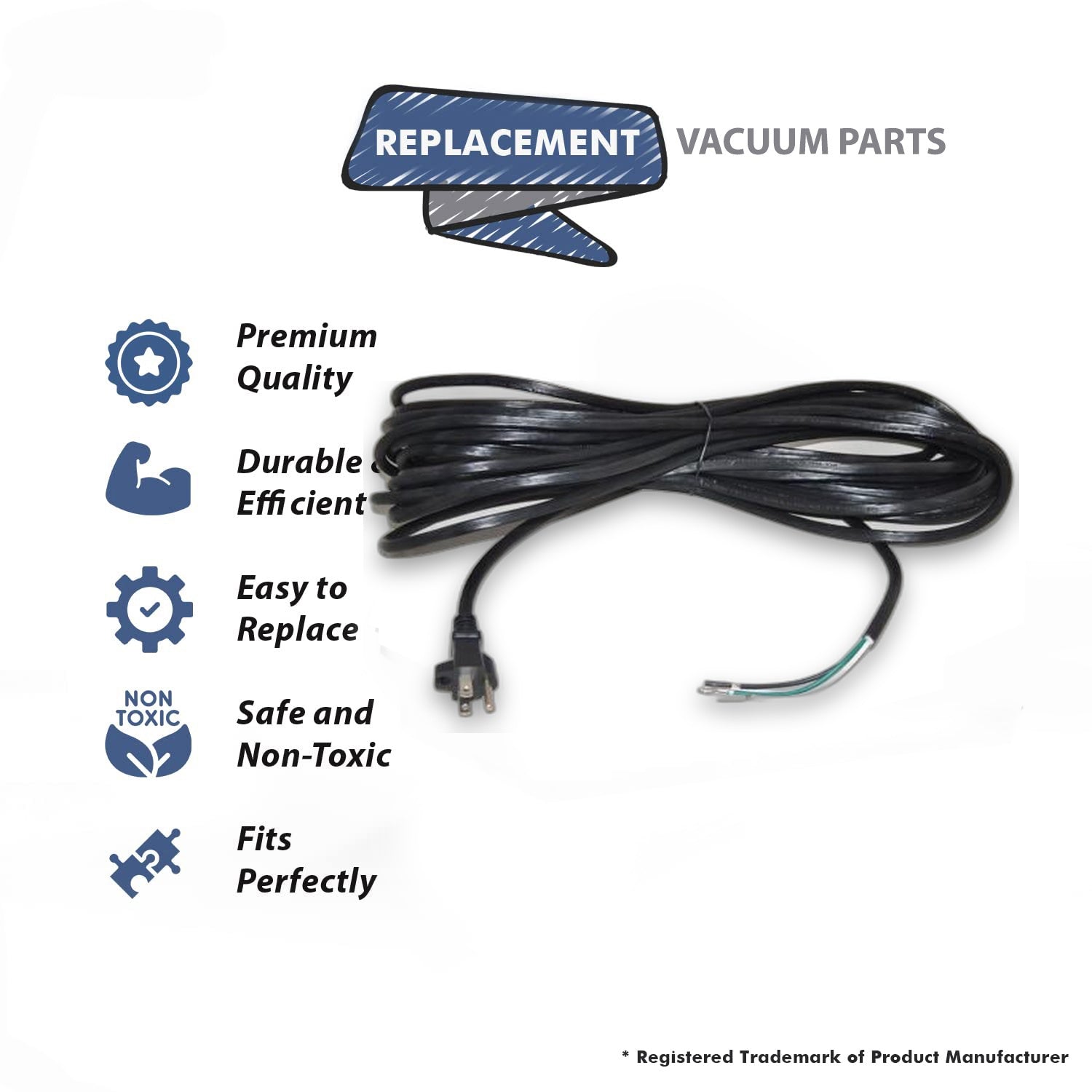 Topvacuumparts Replacement Part For Fit All SJT Heavy Duty Commercial Vacuum 18/3 Black 50' Cord # 14-5319-68