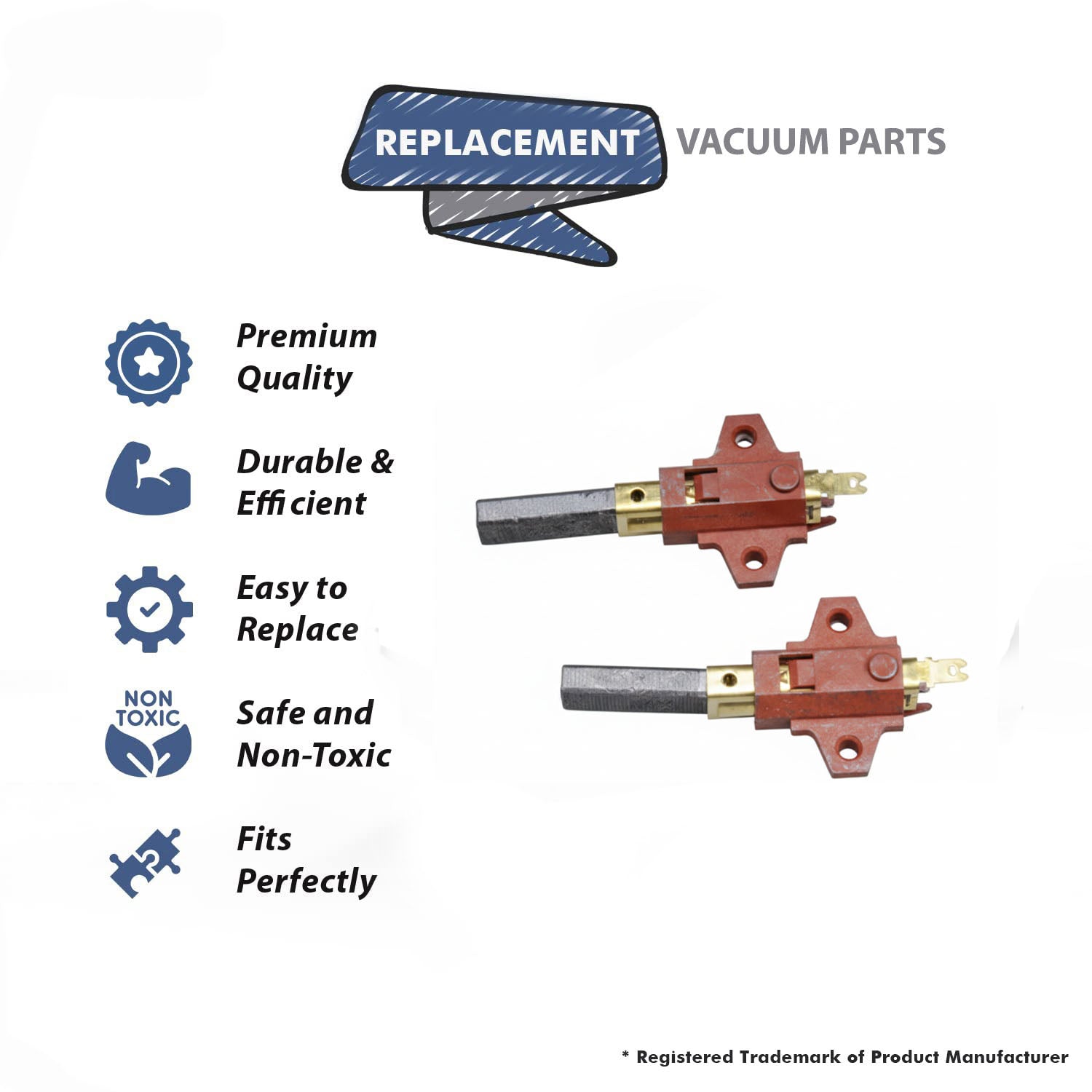 Topvacuumparts Replacement Part for Proteam CM300 Coach Vac Back Pack Vacuum Cleaner Motor Carbon Brush Set # Compare to Part 105697