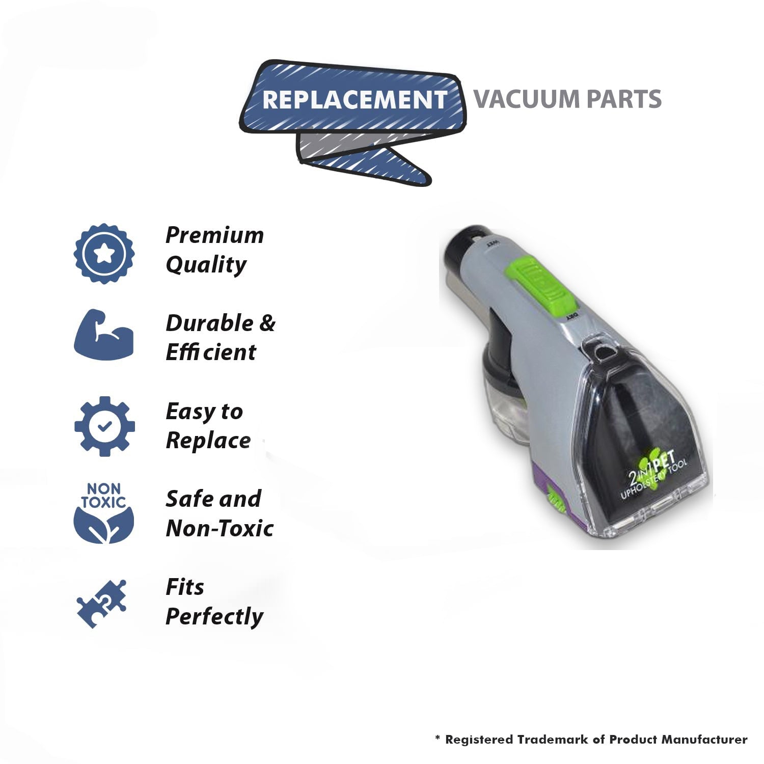 Topvacuumparts Replacement Part For Bissell 2X Revolution Carpet Washer 2 In 1 Pet Tool # compare to part 1610149