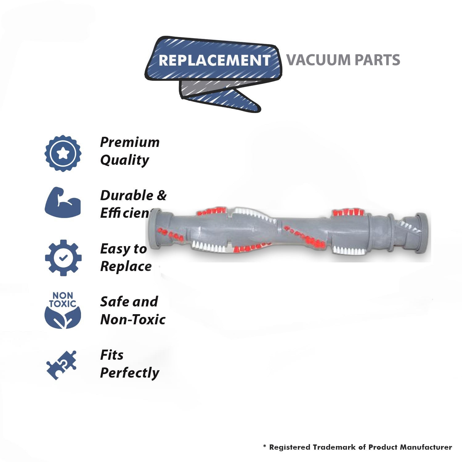 Topvacuumparts Replacement Part For Bissell Double Action Brushroll for Models 1822, 1831, 1831K, 1831R, 1834, 1837# compare to part 1611231
