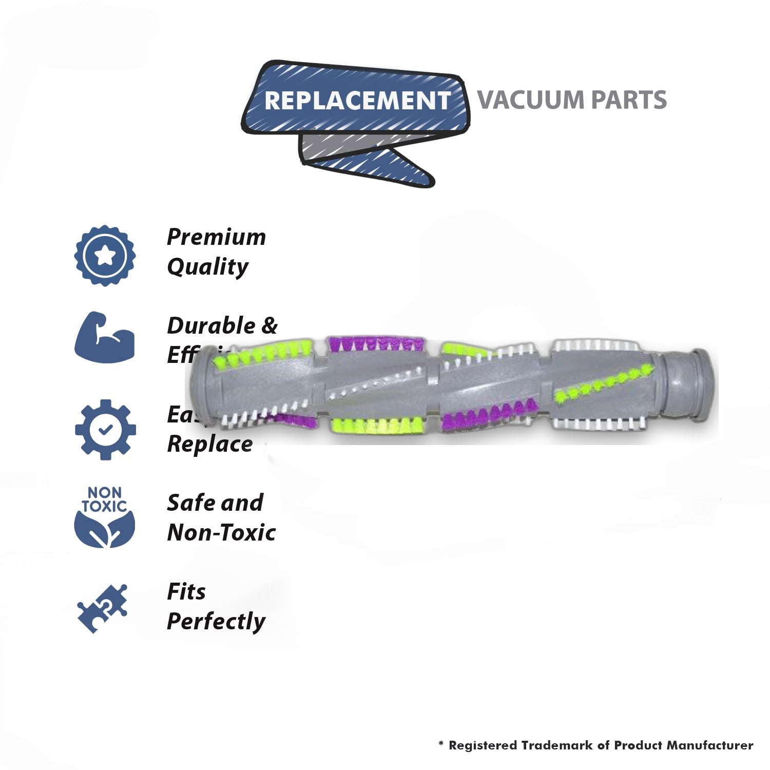 Topvacuumparts Replacement For Bissell Vacuum Triple Action Brushroll for Fit Model 2043, 20431, 20432, 20438, 2043W, 2043U # compare to part 1611316