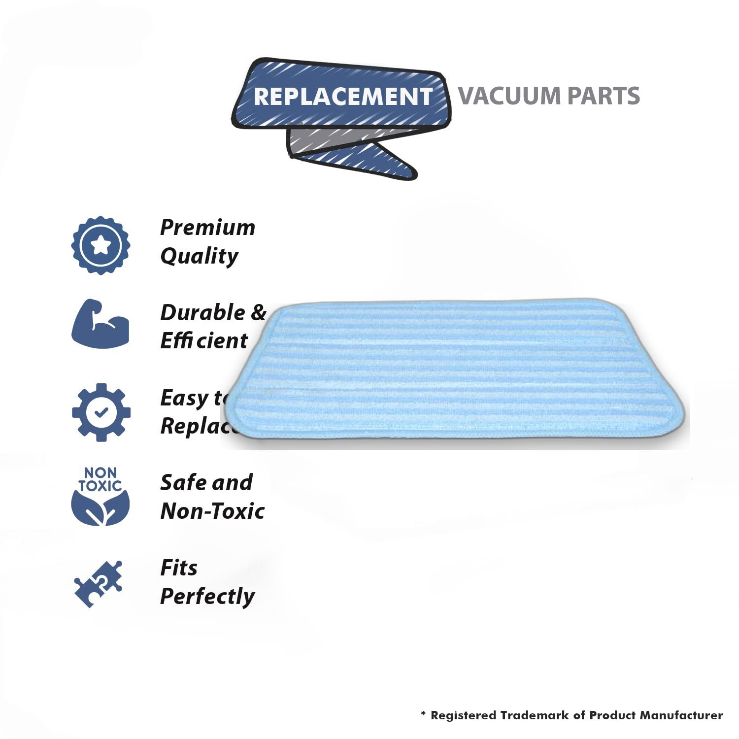 Topvacuumparts Replacement Part For SteamboyT2 Hardsurface Cleaner Micro Fiber Pads 1PK # compare to part 17-0022-05