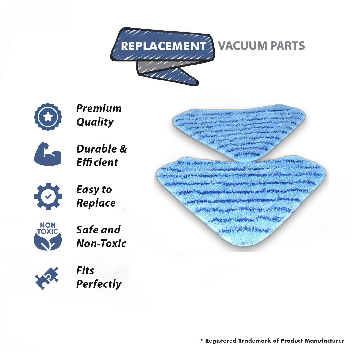 Topvacuumparts Replacement Part For Steamboy 200CS,300CS Vacuum Cleaner Micro Pad 2PK # compare to part 17-0027-00