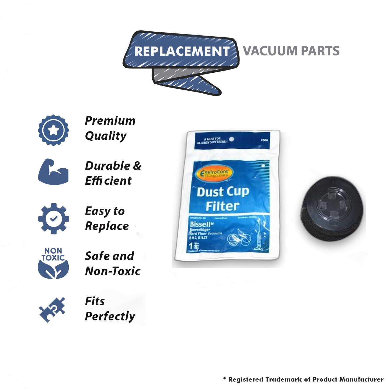 Topvacuumparts Replacement Part For Bissell 81L2 Power Edge Broom Vacuum Cleaner Filter # compare to part 54A2