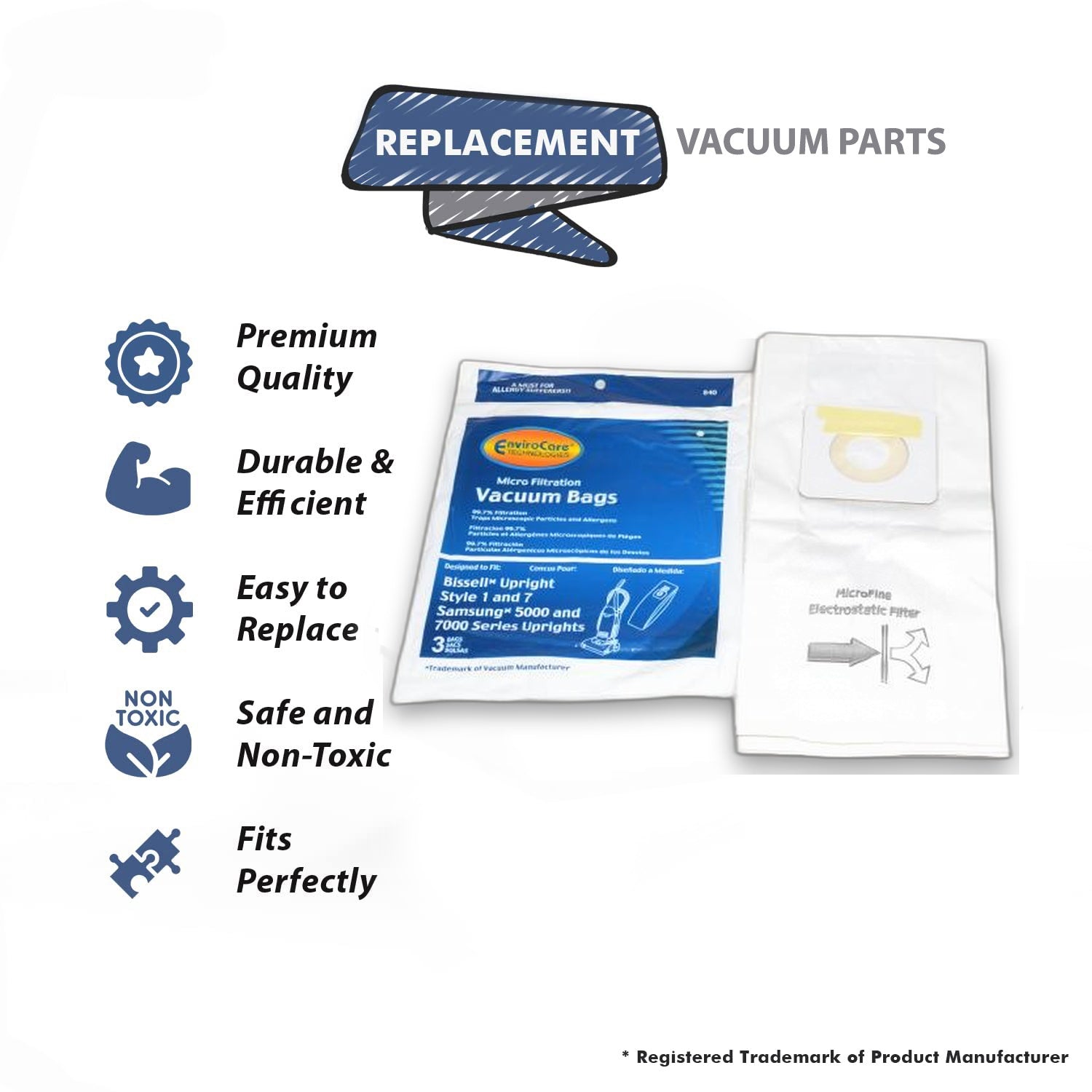 Topvacuumparts (12) Style 7 Vacuum Micro Filtration Paper Bags Replacement Part For Bissell # compare to part 32120