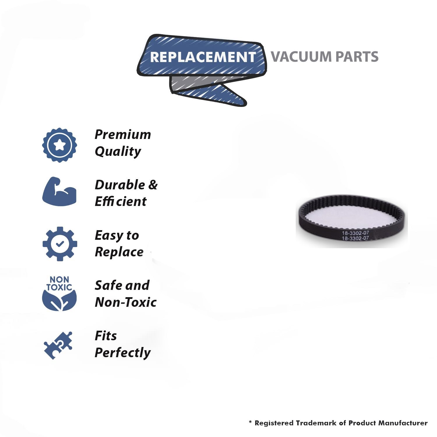 Topvacuumparts Replacement Part For Part For Bissell 2 Pk 2X LEFT SIDE GEARED BELT # compare to part 18-3302-07