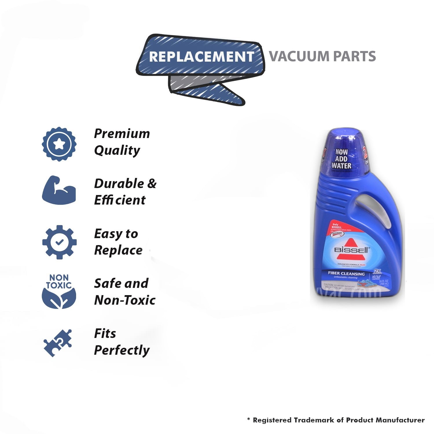 Topvacuumparts replacement part engineered for Bissell 2X Formula vacuum shampoo system # compare to part 62E52
