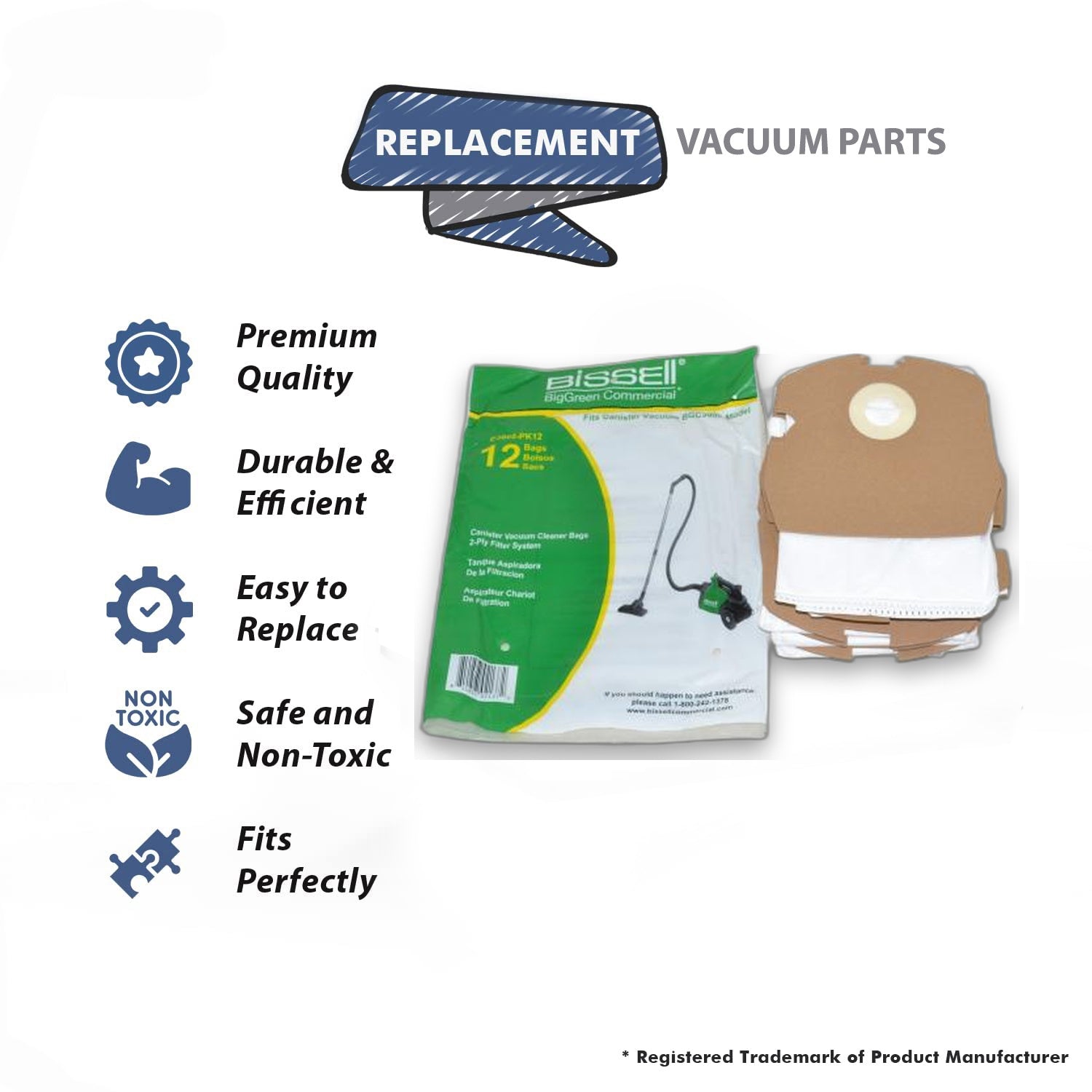 Topvacuumparts Replacement Part For Bissell C3000 PK12, Vacuum Cleaner Ltweight Canister Paper Bags 12Pk Fits BGC3000# compare to part C3000 PKK12
