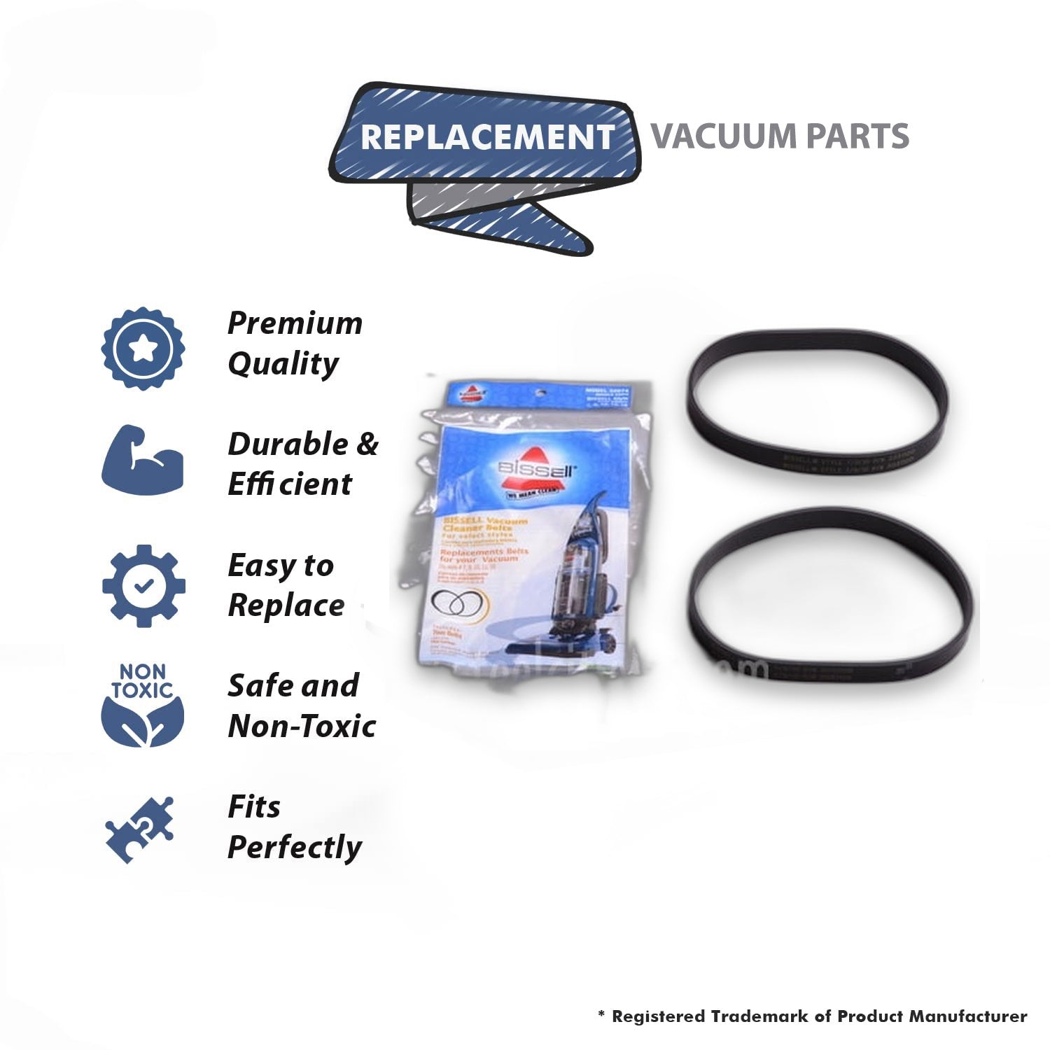 Topvacuumparts Replacement Part for Bissell Upright Vacuum Cleaner Belt 2PK,Style 7,9,10,12,14, Models 2490,2489, 24899, 2491 # Compare to Part 32074
