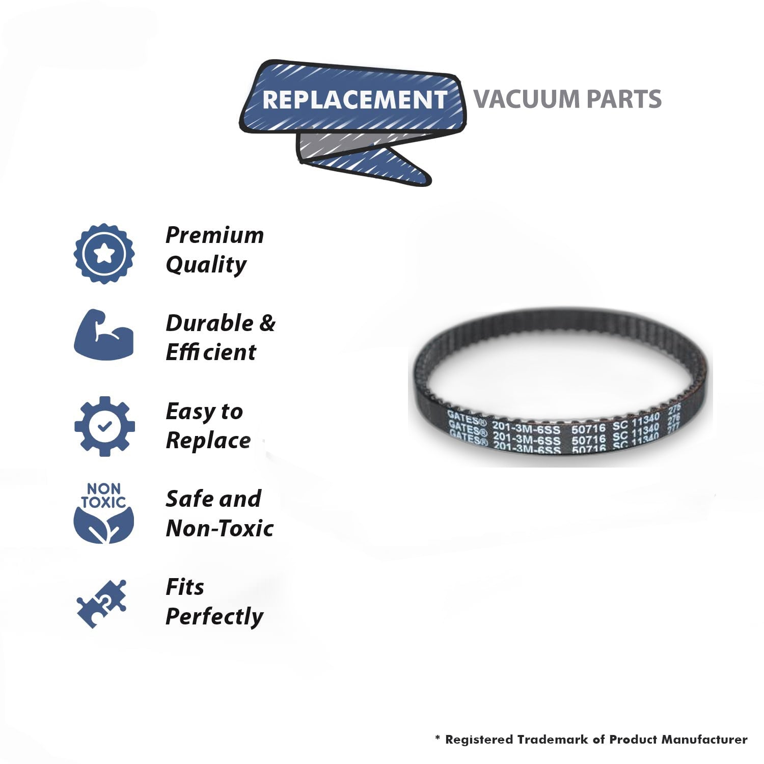 Topvacuumparts Replacement Part for Bissell 1548 Pro Heat Revolution Vacuum Cleaner Geared Small Cogged Belt # Compare to Part 1606419