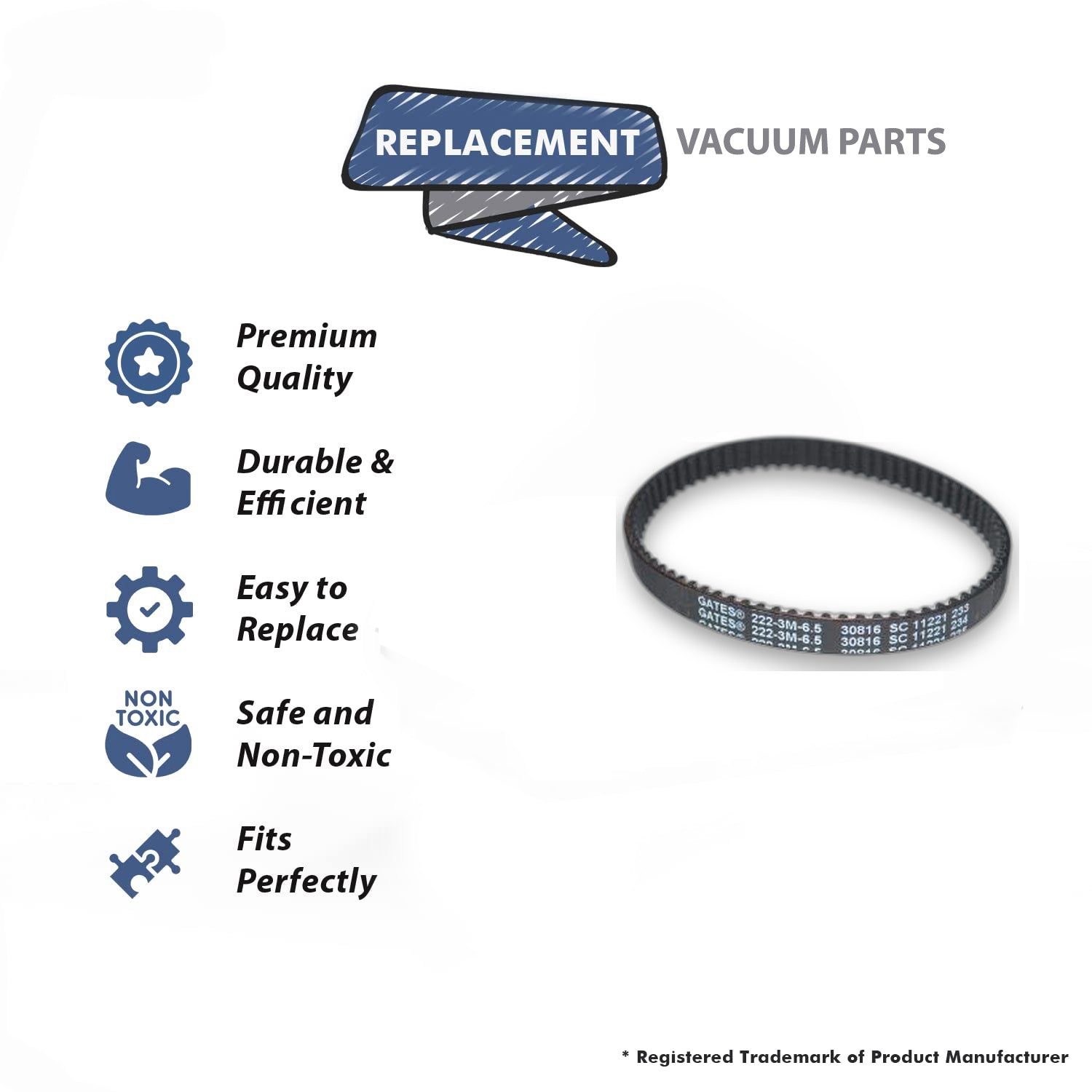 Topvacuumparts (3) Replacement Part for Bissell Proheat Revolution Large Cogged Pump Belt Fits 1548,  Series Models # Compare to Part 1606418