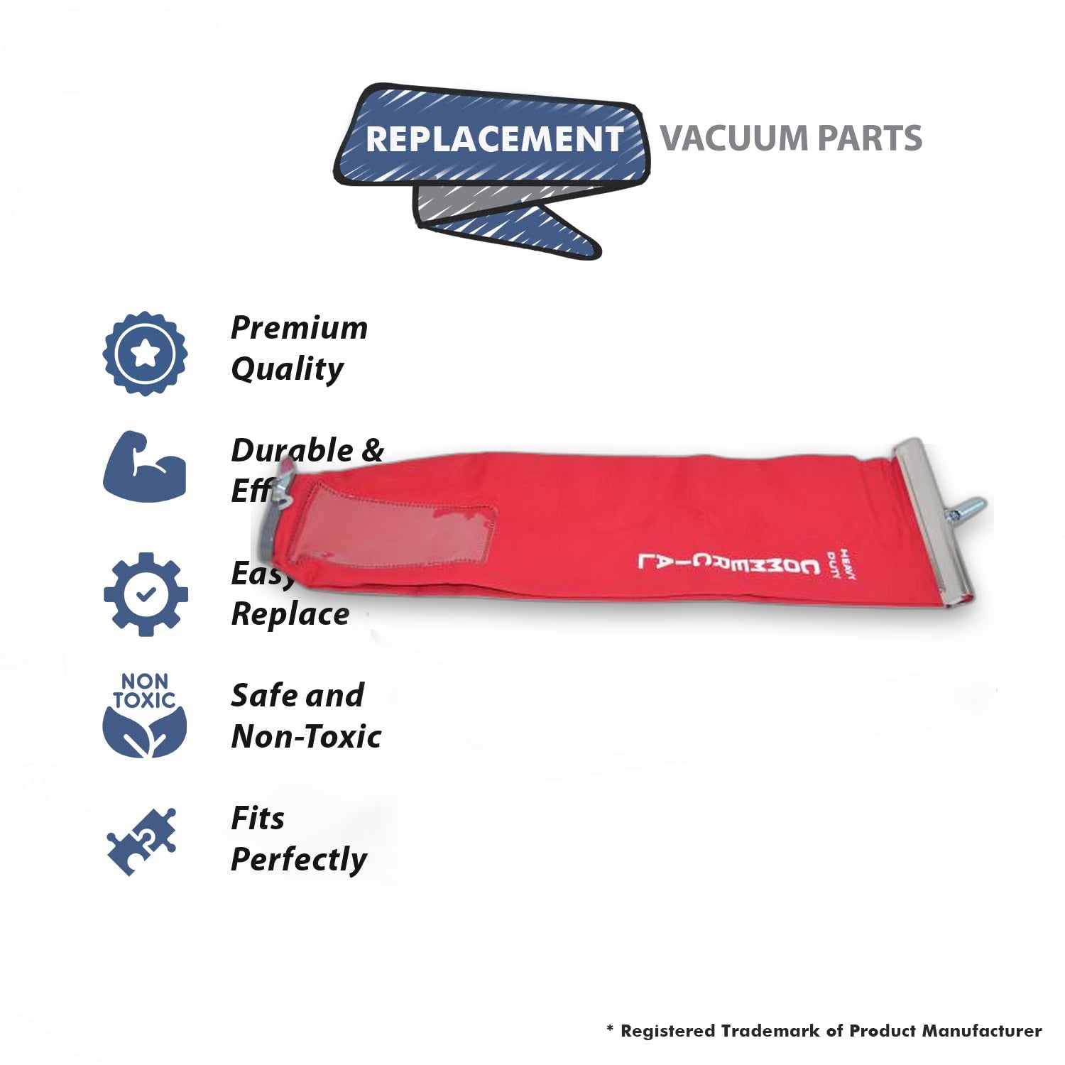 Topvacuumparts Replacement Part For Eureka Vacuum Red Cloth Bag Assembly with Slide # compare to part 24716C-30