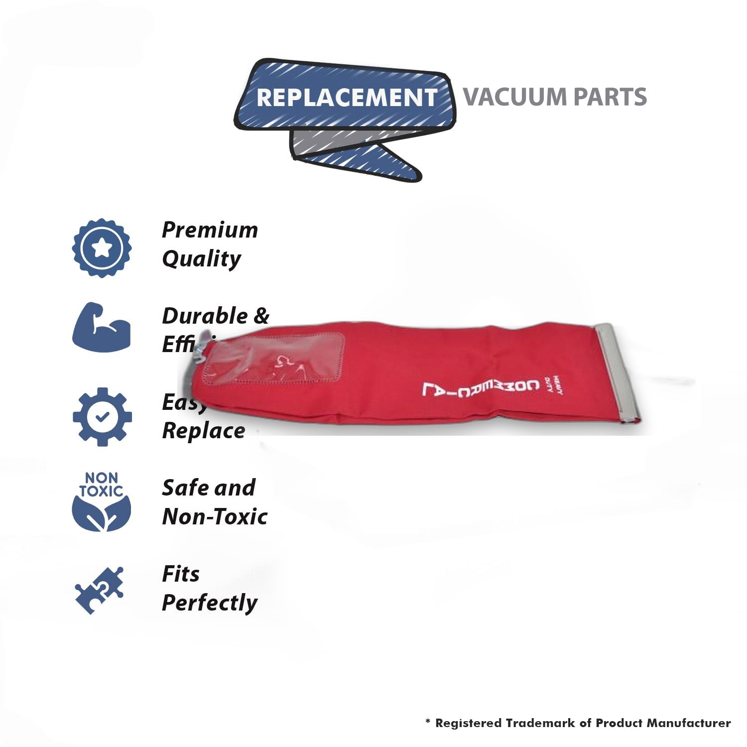 Topvacuumparts Dual Purpose 2 Cloth Bag with Slide for Replacement Part for Eureka Sanitaire Upright Vacuum Cleaner # compare to part 534161