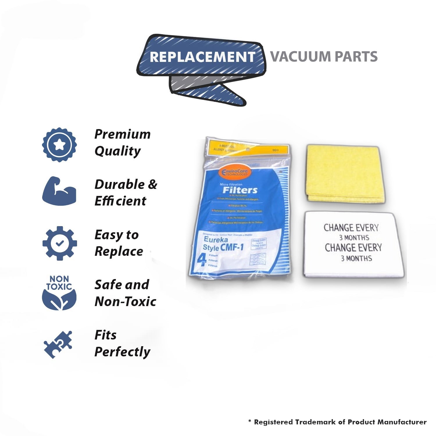 Topvacuumparts Replacement Part for Eureka Style CMF 1, Victory Upright Vacuum Cleaner 2 Plus 2 Filter Pack # compare to part 61940B 4
