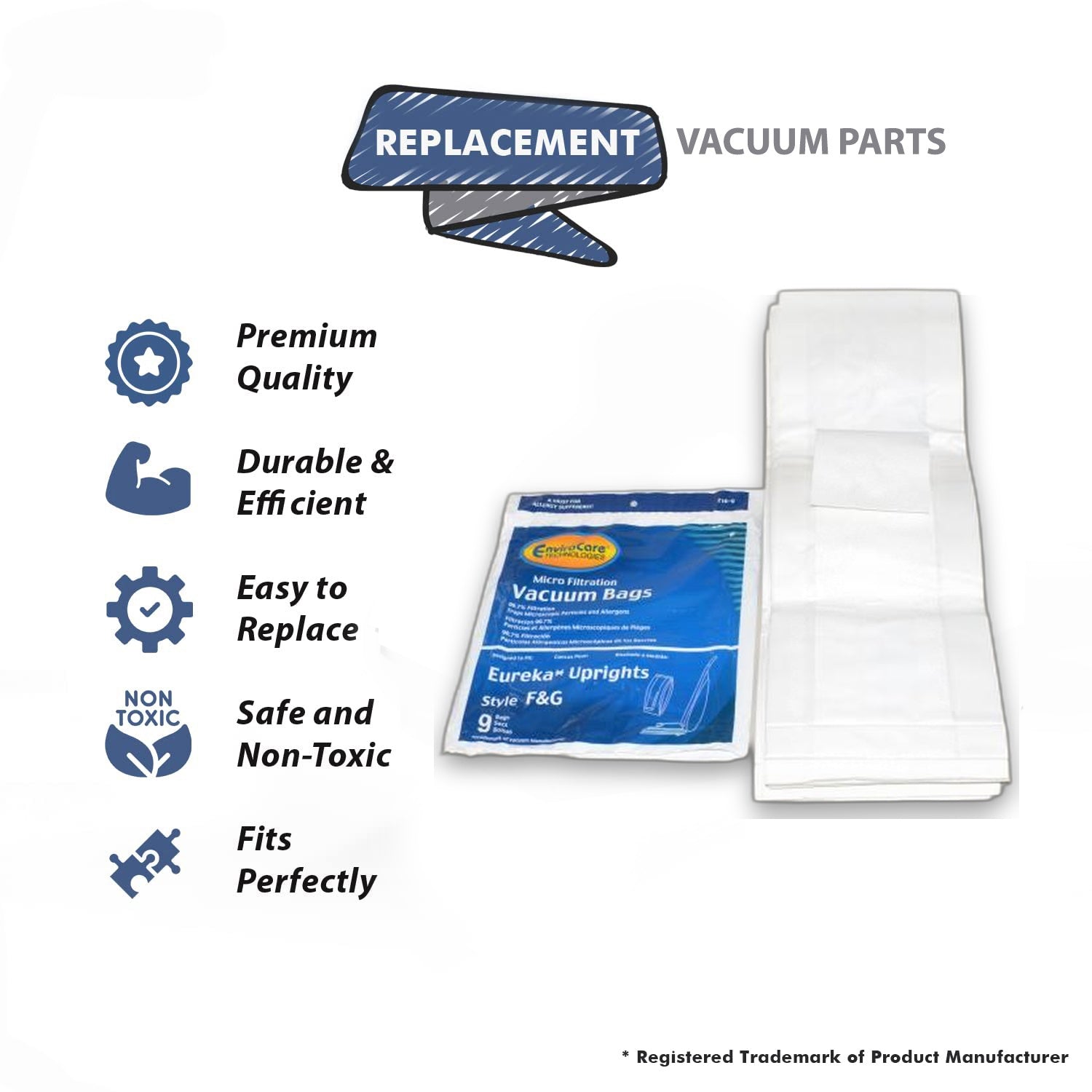 Topvacuumparts Replacement Part For Eureka Sanitaire Style F and G Upright Vacuum Cleaner Microlined Paper Bags 9PK // 216-9