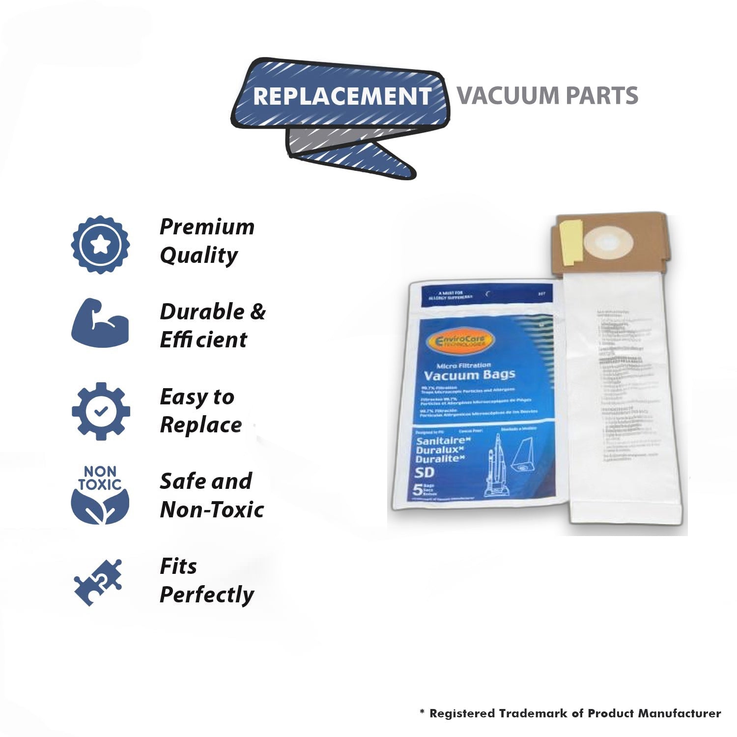 Topvacuumparts Replacement Part for Eureka Vacuum Cleaner Style Sd Vacuum Bags # compare to part 63262B10