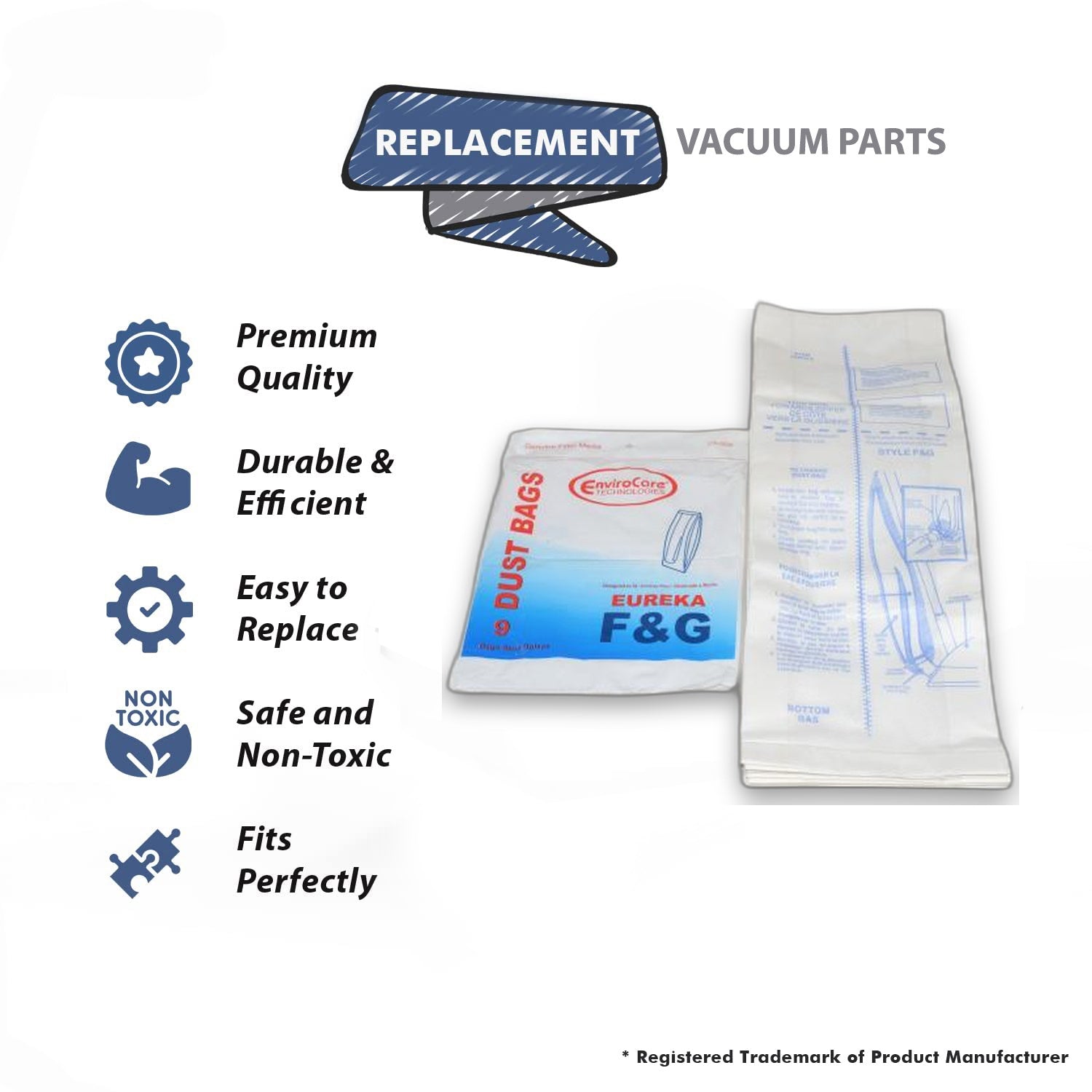 Topvacuumparts Replacement Part For Eureka Style F & G Vacuum Bags, 9 Per Pack # Compare to Part 54924C-10