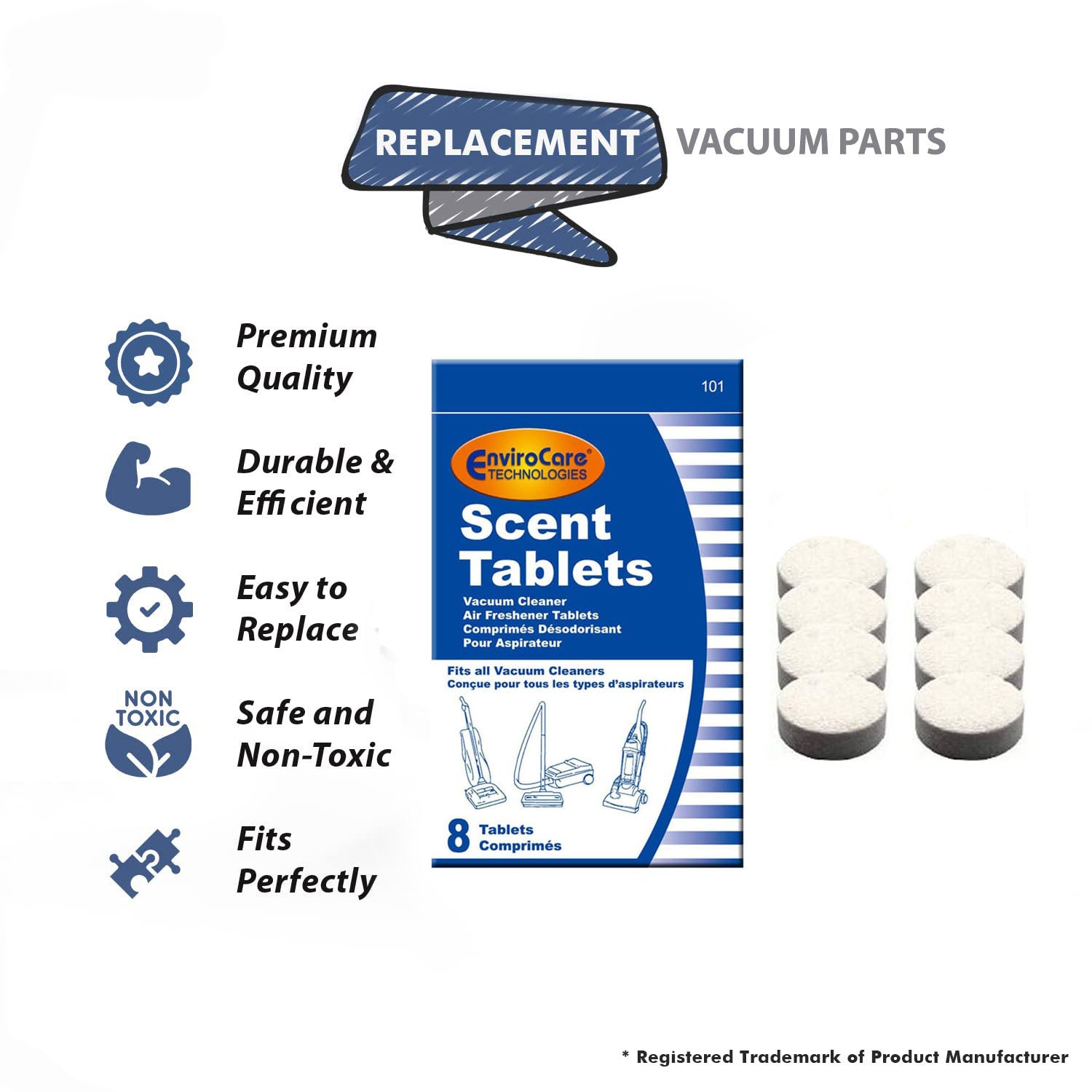 Topvacuumparts Replacement Part For Fit All E-101, 101 (Residential Envirocare Vacuum 8 Fresh Scent Tablets)# E-101